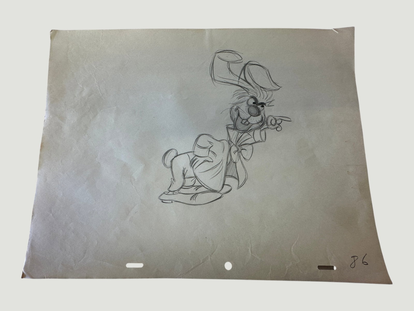 Alice in Wonderland March Hare Disney Original Production Drawing Storyboard: Alice in Wonderland March Hare Disney Original Production Drawing Storyboard