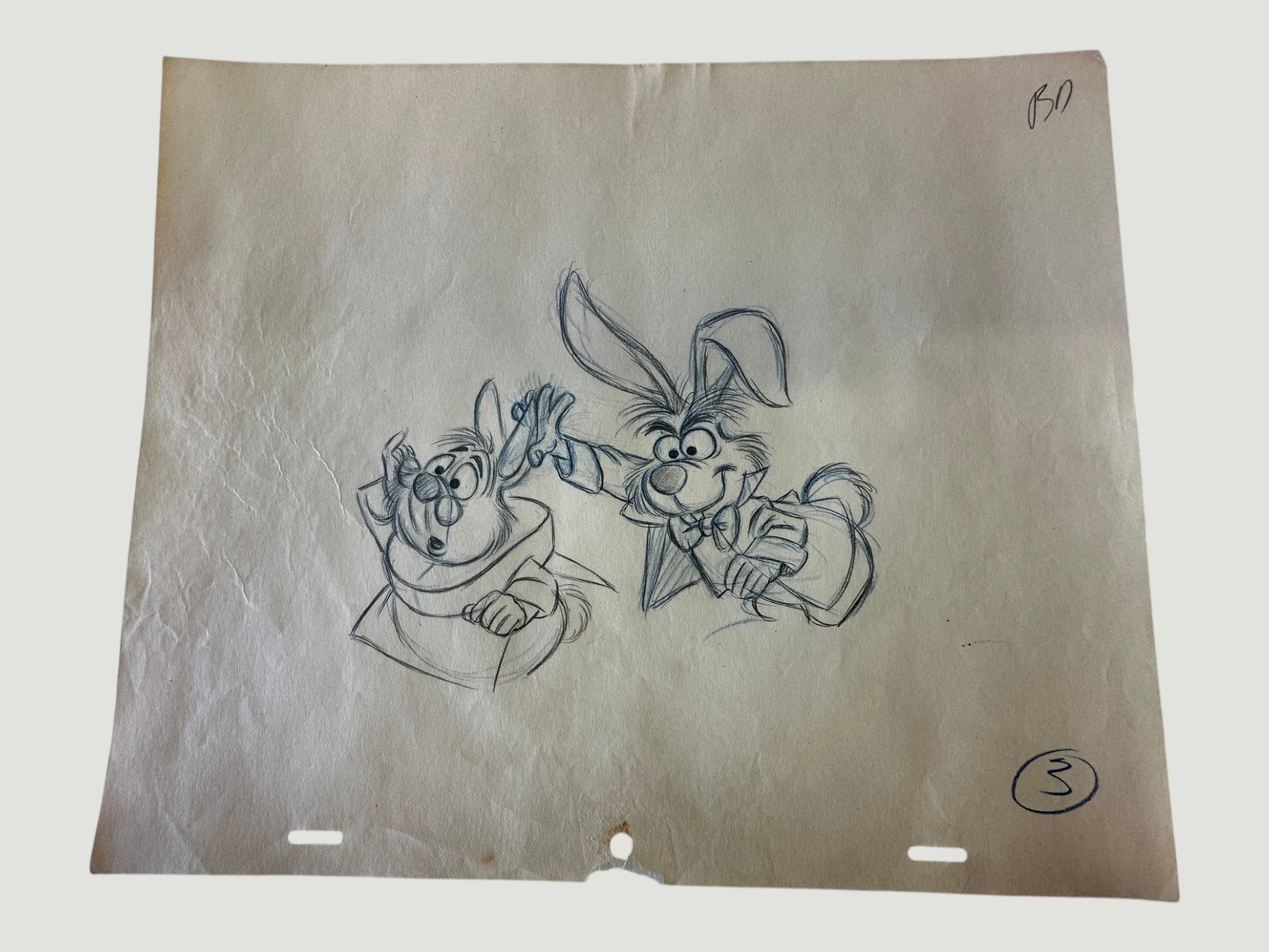 Alice in Wonderland Hare & Rabbit Disney Original Production Drawing Storyboard (1 of 4)