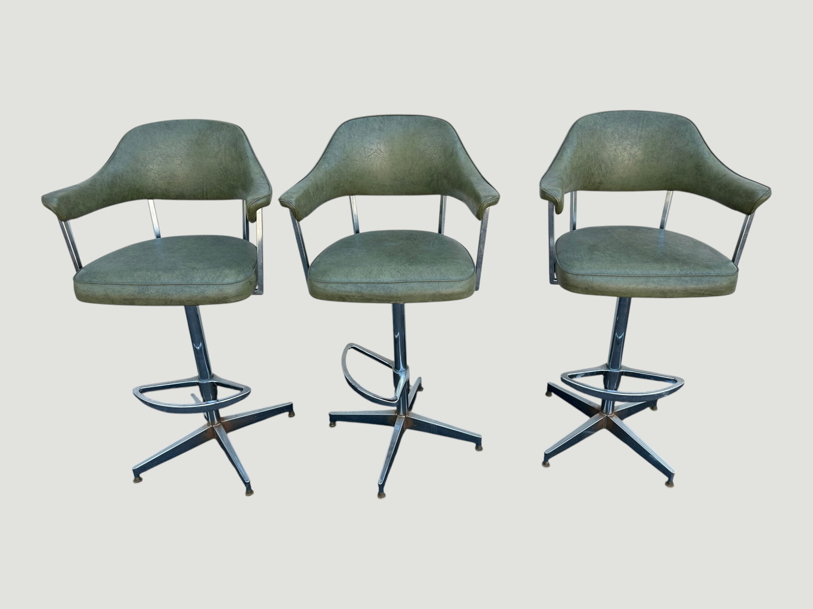 Vintage Mid-Century Avocado Green Swivel Barstools (1 of 6)