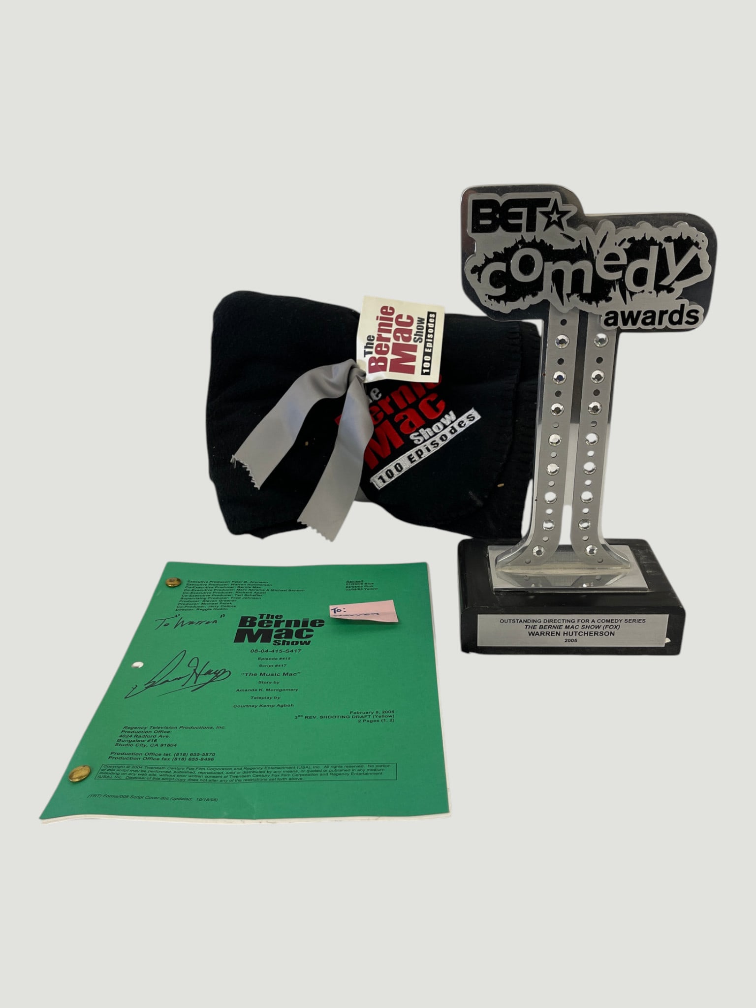 BET Comedy Awards Trophy & Bernie Mac Show Award Script Memorabilia: BET Comedy Awards Trophy & Bernie Mac Show Award Script Memorabilia