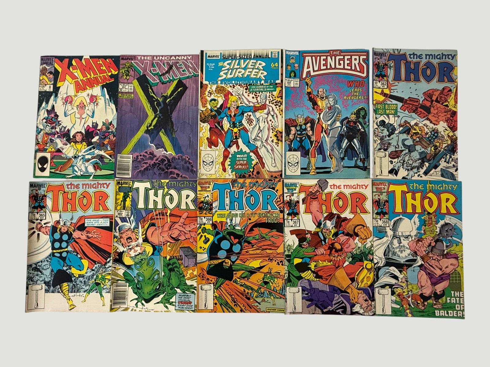 Marvel Comics Collection: Thor #362-368, X-Men, Silver Surfer, Avengers (10 Books) (1 of 1)