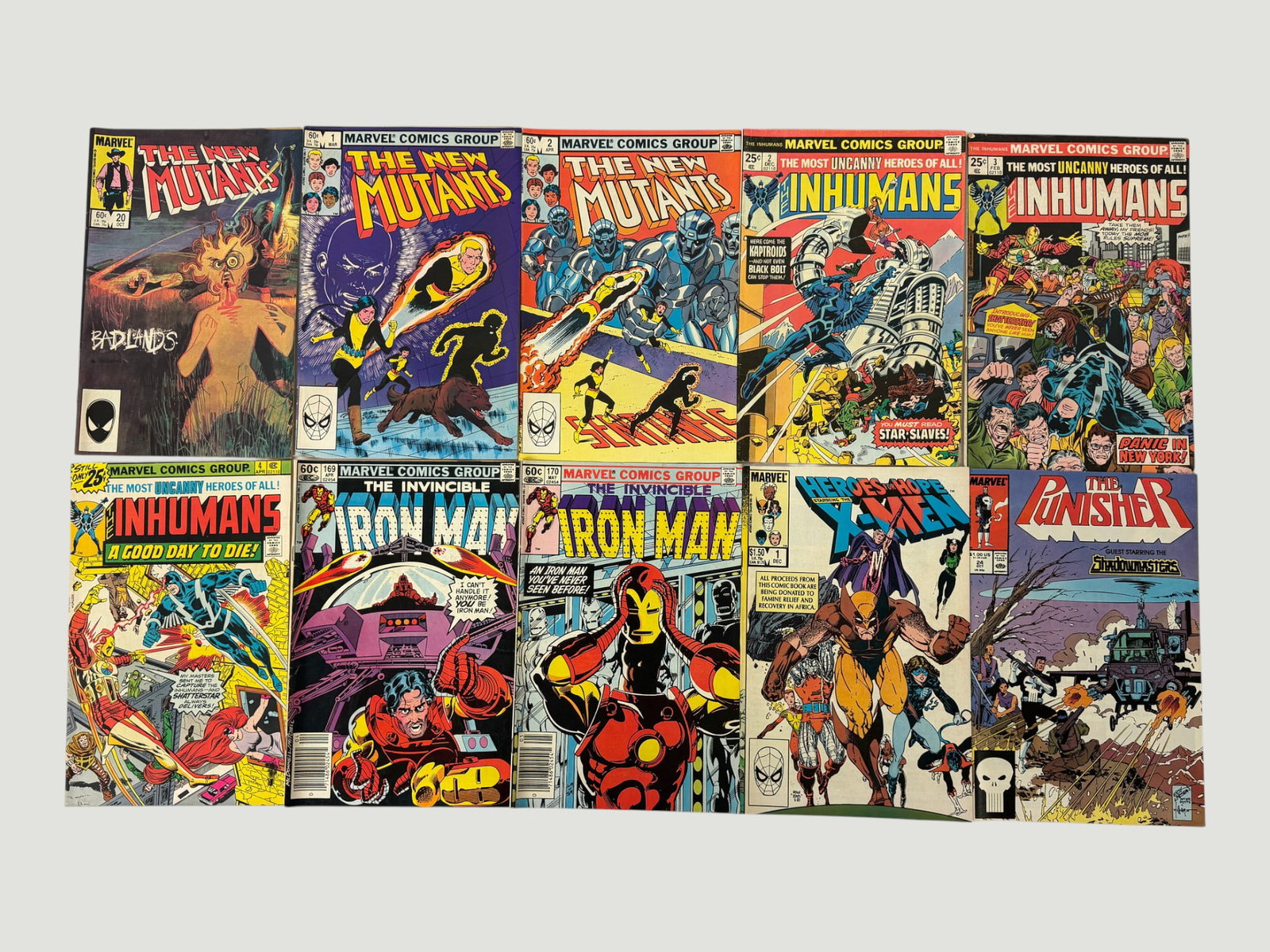 Marvel Comics Mixed Lot x10 — New Mutants, Inhumans, Iron Man, X-Men, Punisher (1 of 1)