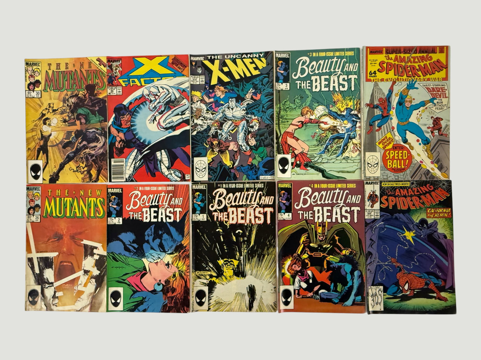 Marvel Comics Bronze/Copper Age Lot x10 — X-Men, Spider-Man, New Mutants 1984-88 (1 of 1)