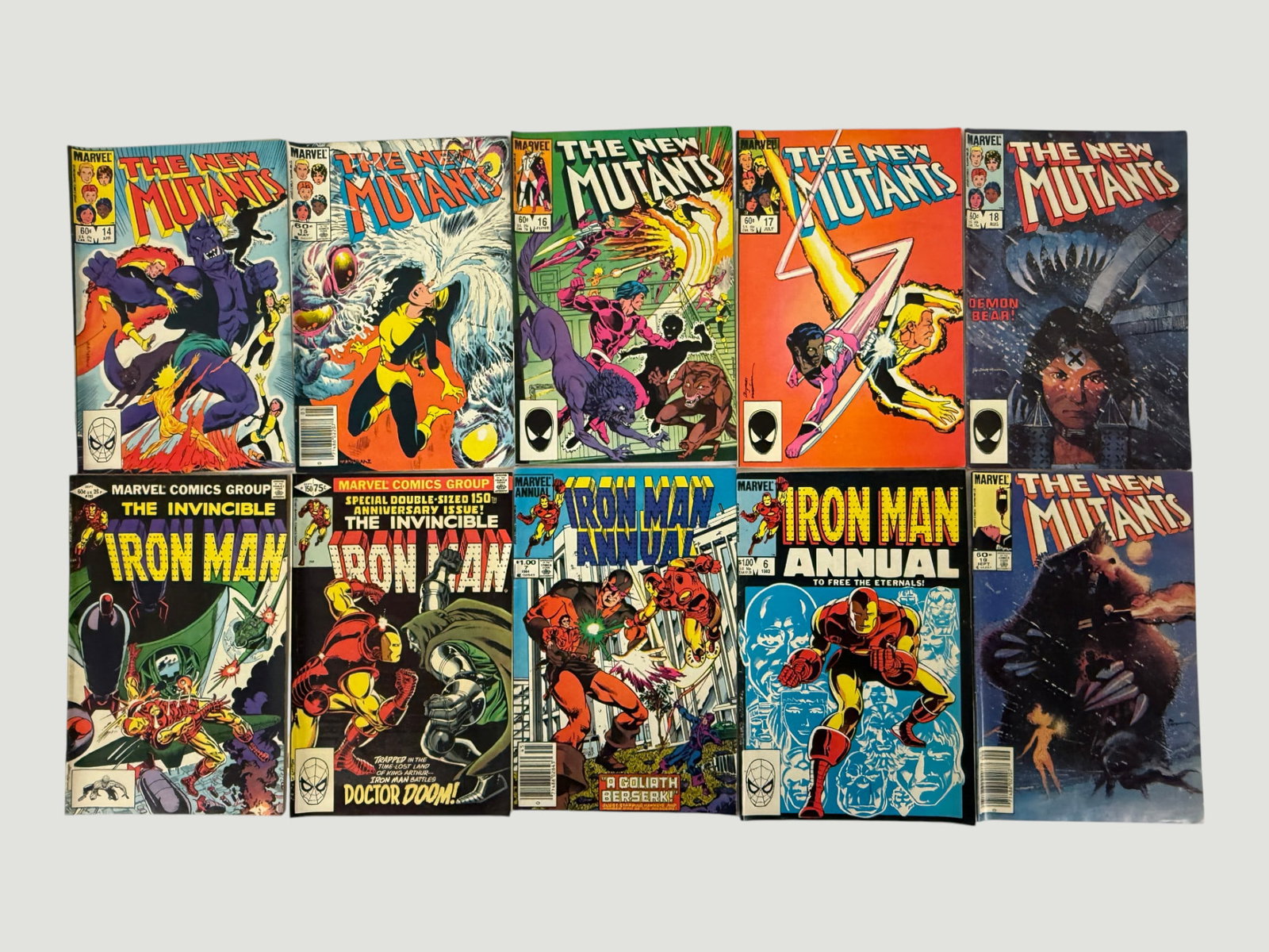Marvel Comics Lot: New Mutants #14-19 & Invincible Iron Man Issues, 1980s (1 of 1)