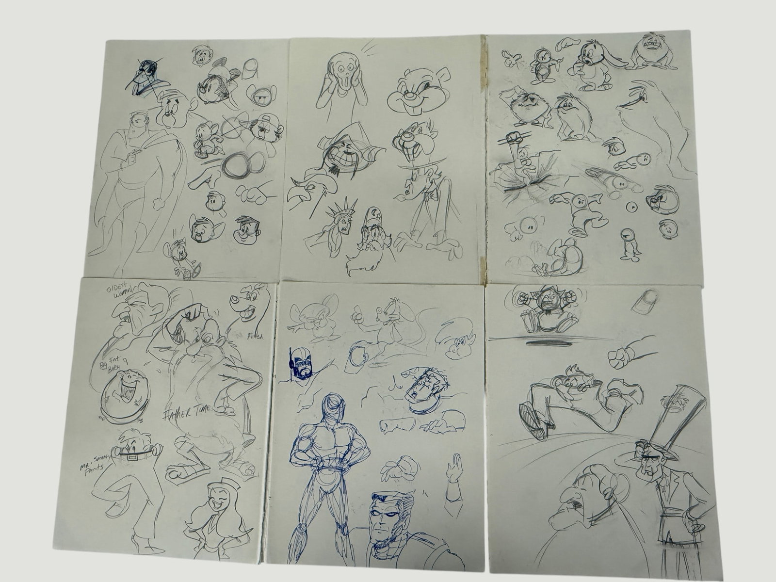 Original Animation Character Sketch Sheets Vintage Model Storyboard Drawings (1 of 2)