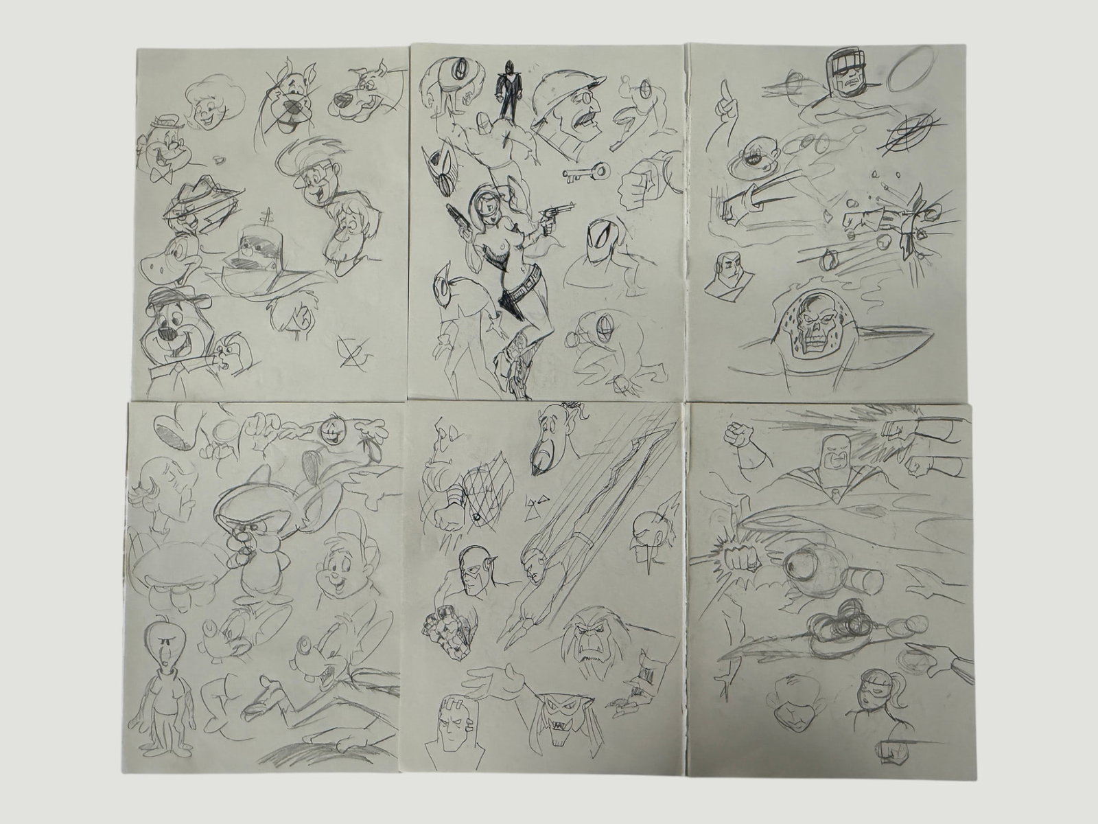 Original Animation Character Sketch Sheets Vintage Model Storyboard Drawings (1 of 2)