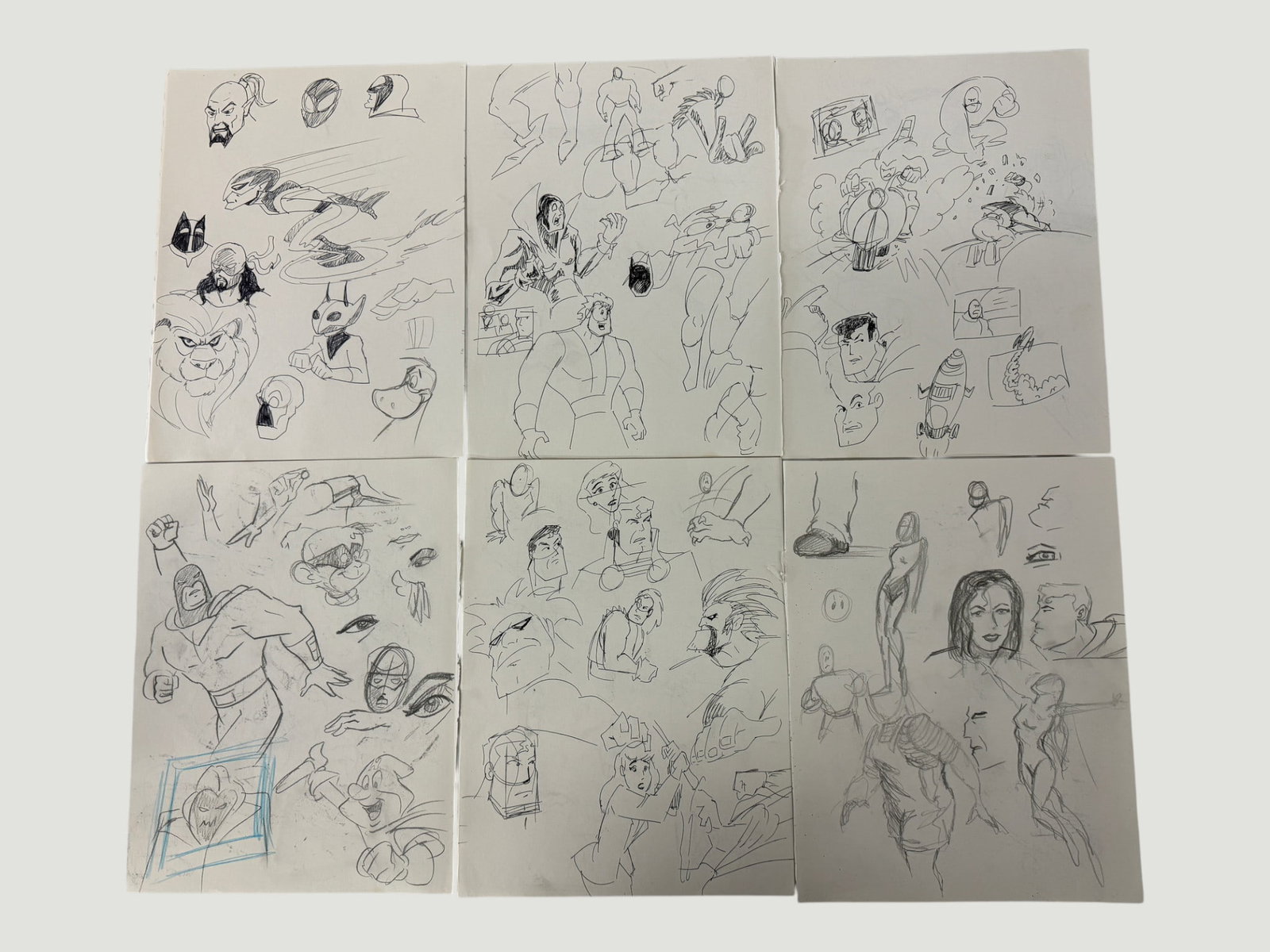 Original Animation Character Sketch Sheets Vintage Model Storyboard Drawings (1 of 2)