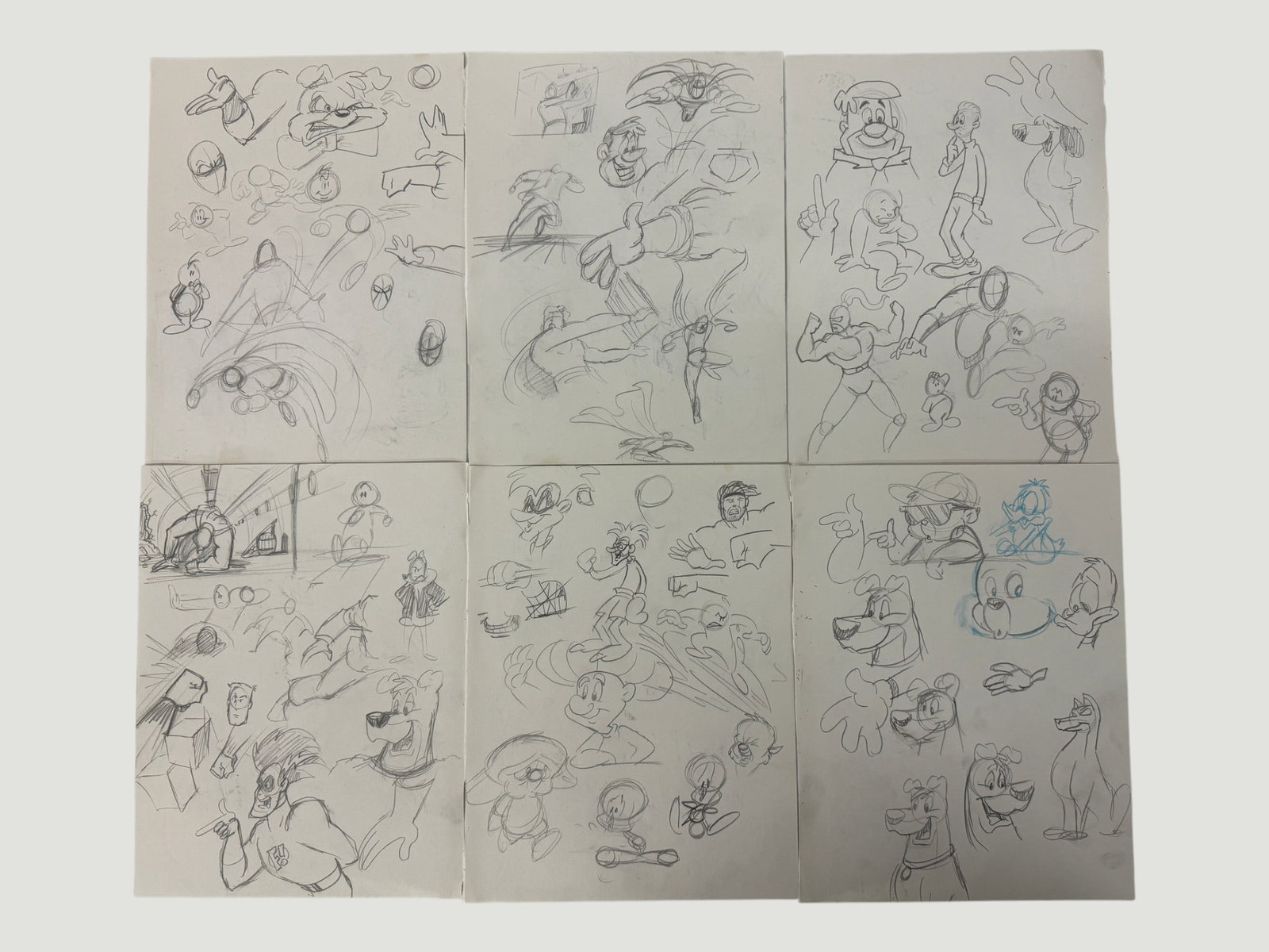 Original Animation Character Sketch Sheets Vintage Model Storyboard Drawings (1 of 2)