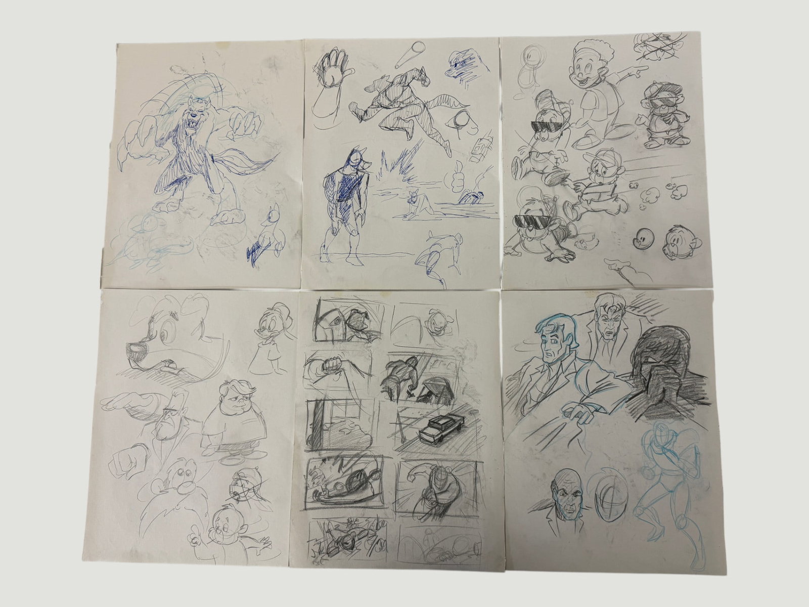 Original Animation Character Sketch Sheets Vintage Model Storyboard Drawings (1 of 2)