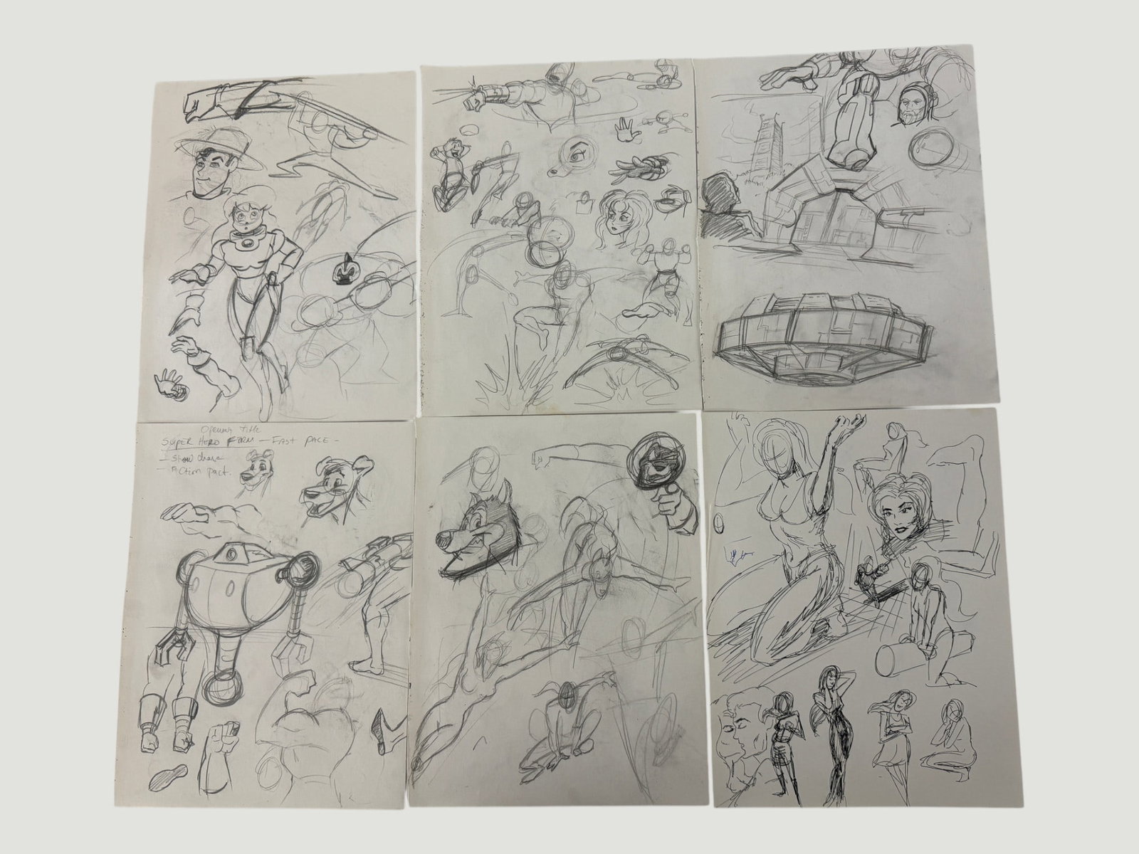 Original Animation Character Sketch Sheets Vintage Model Storyboard Drawings (1 of 2)