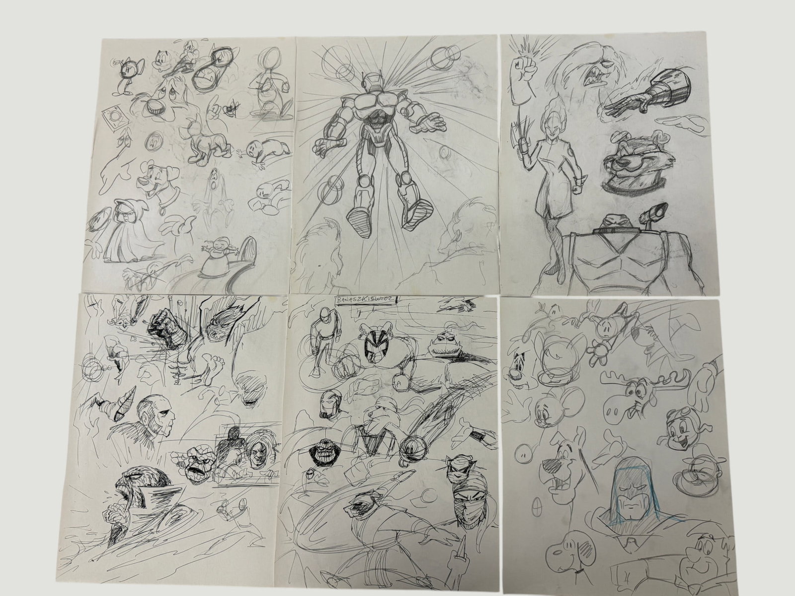 Original Animation Character Sketch Sheets Vintage Model Storyboard Drawings (1 of 2)