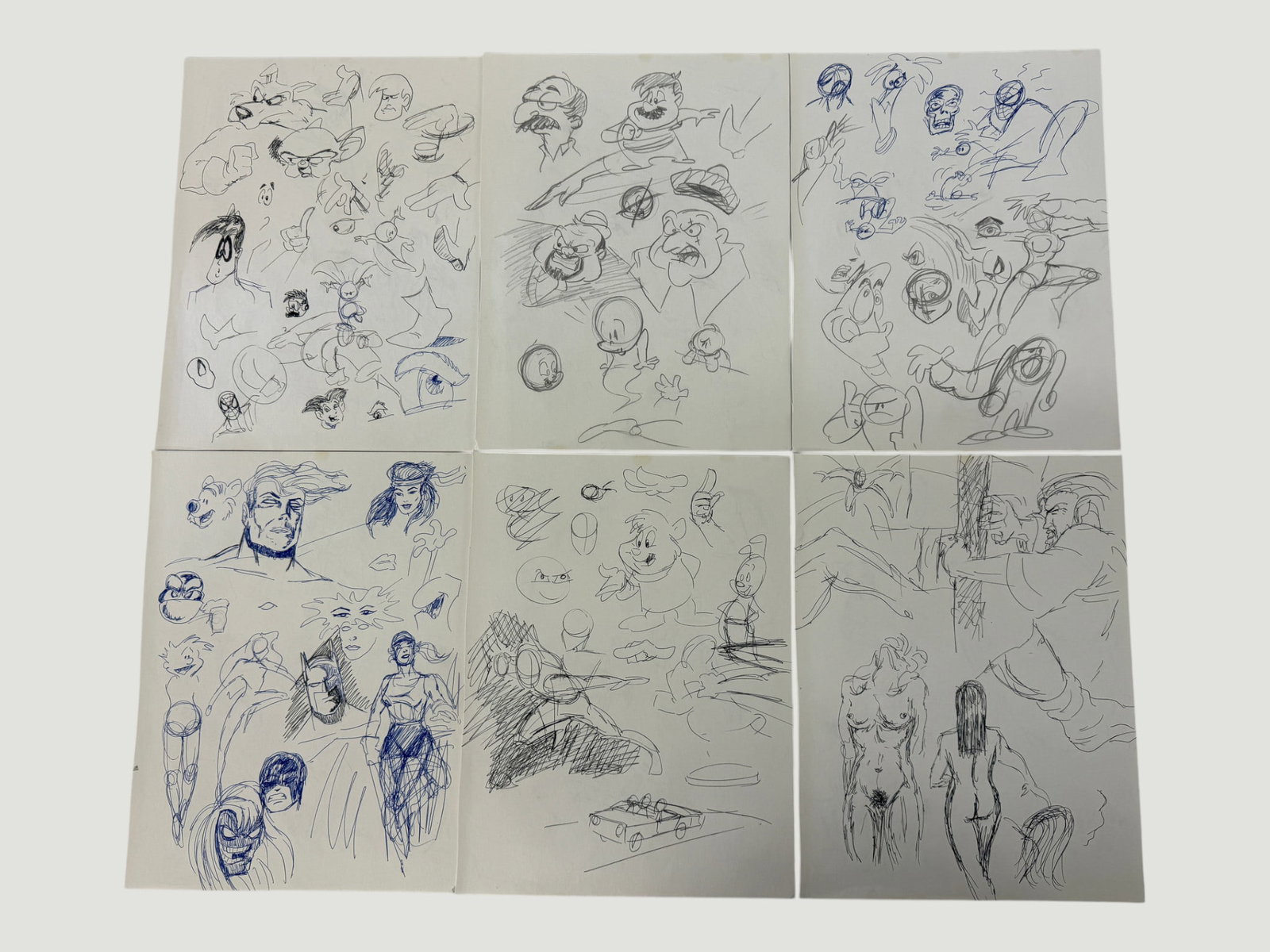 Original Animation Character Sketch Sheets Vintage Model Storyboard Drawings (1 of 2)