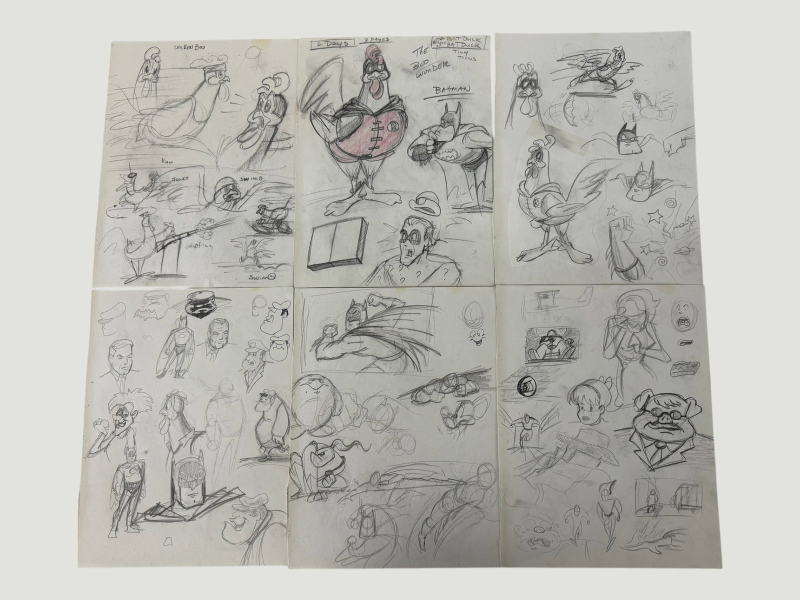 Original Animation Character Sketch Sheets Vintage Model Storyboard Drawings (1 of 2)