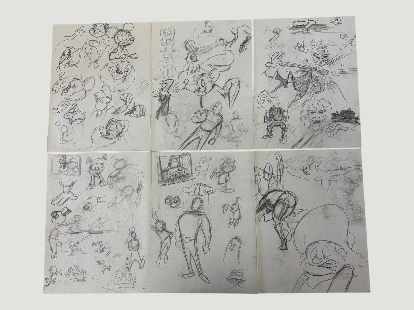 Original Animation Character Sketch Sheets Vintage Model Storyboard Drawings (1 of 2)