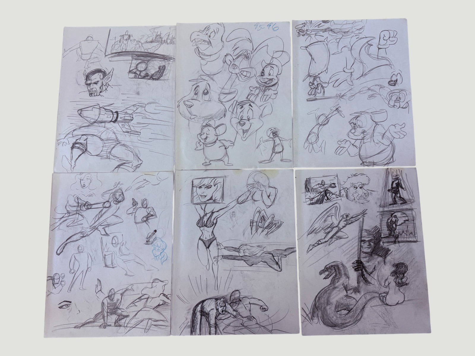 Original Animation Character Sketch Sheets Vintage Model Storyboard Drawings (1 of 2)