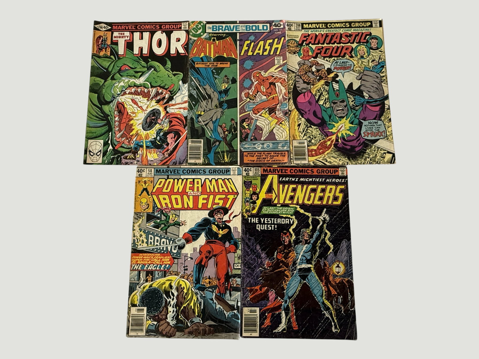 Collection of 5 Bronze Age Comics Marvel & DC 1970s-80s Thor, Avengers, FF (1 of 2)