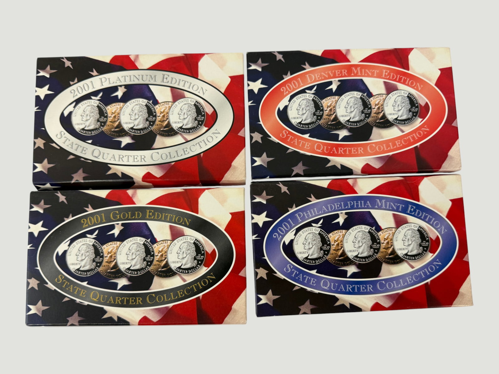 2001 State Quarter Collection Set x4 - Platinum, Gold, Denver & Philadelphia Mint (1 of 2)