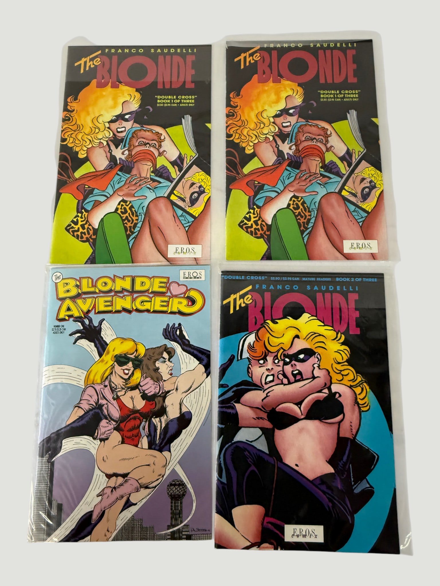 Franco Saudelli 'The Blonde' & 'Blonde Avenger' Comic Books, Eros Comix, 4 Issues (1 of 2)