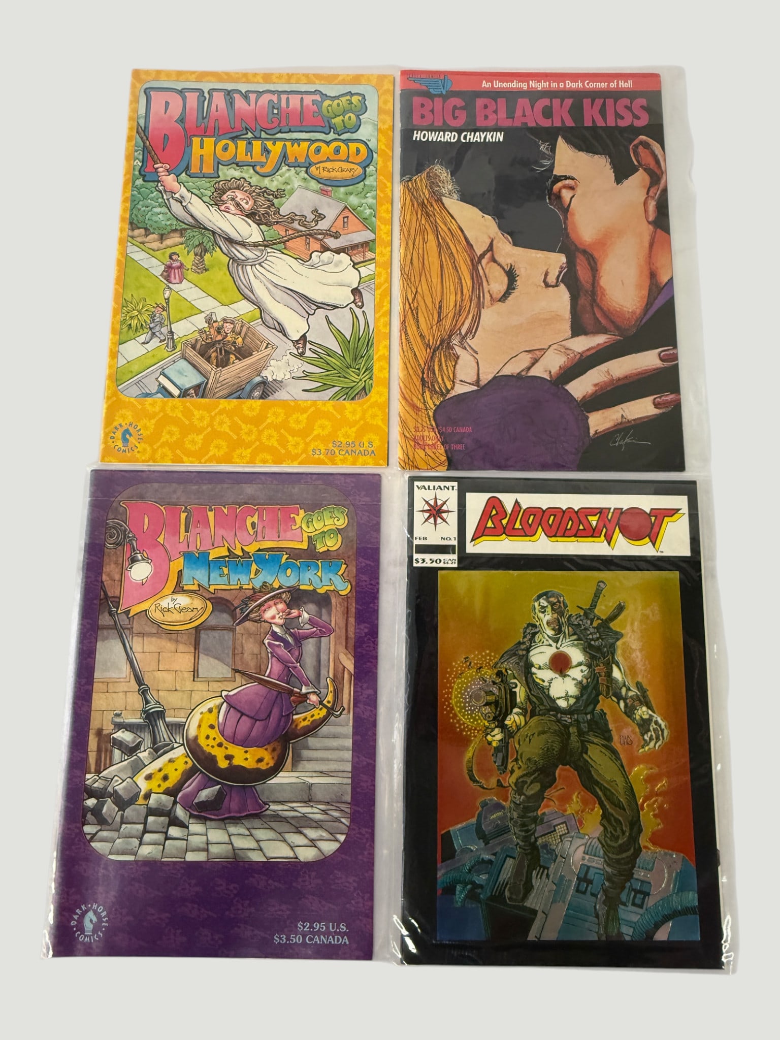 Lot of 4 Comics: Blanche Hollywood/NY, Big Black Kiss, Bloodshot #1 Valiant (1 of 2)