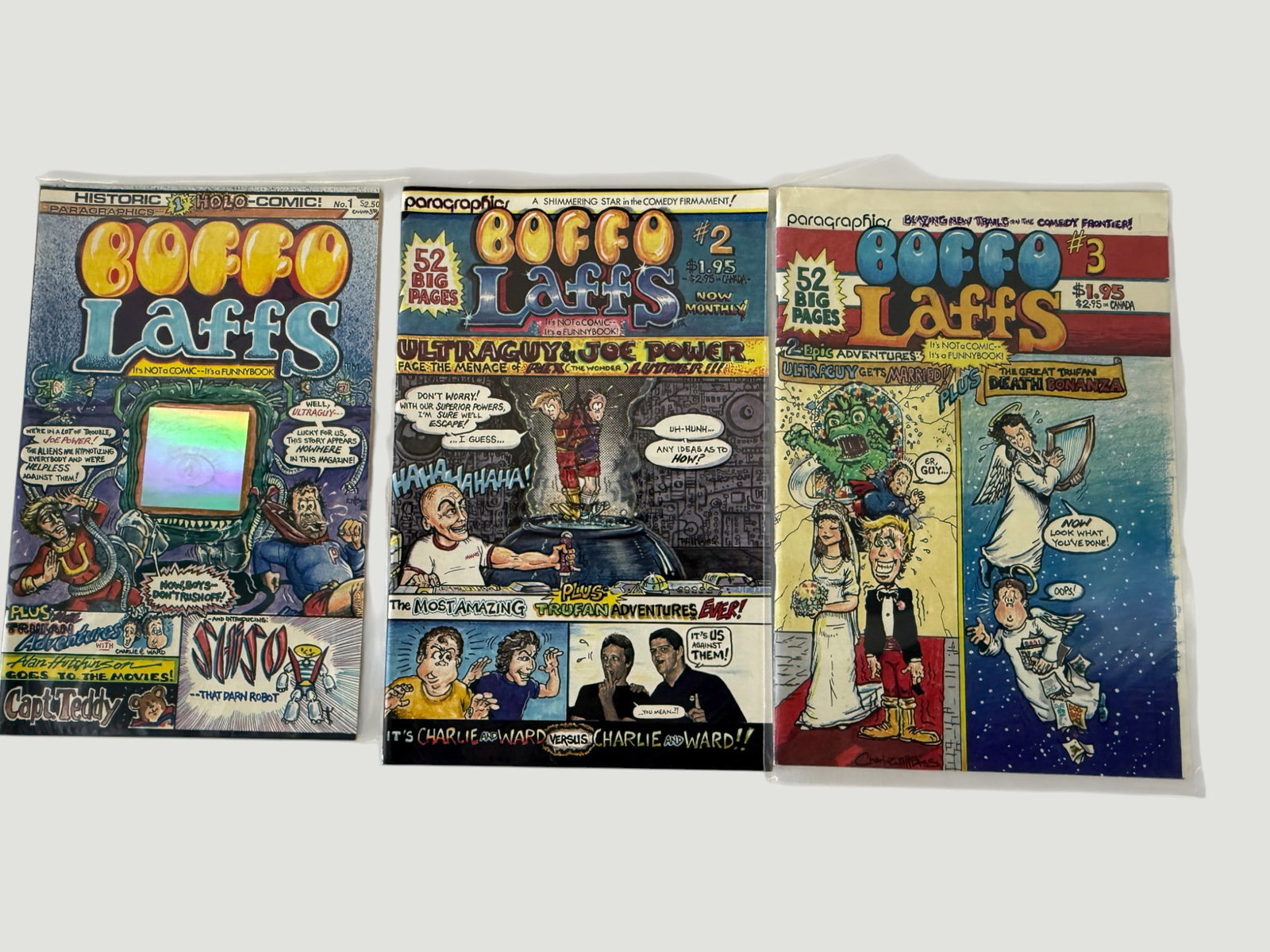 Boffo Laffs #1-3 Complete Set Paragraphics Comics 1980s Holo-Comic (1 of 2)