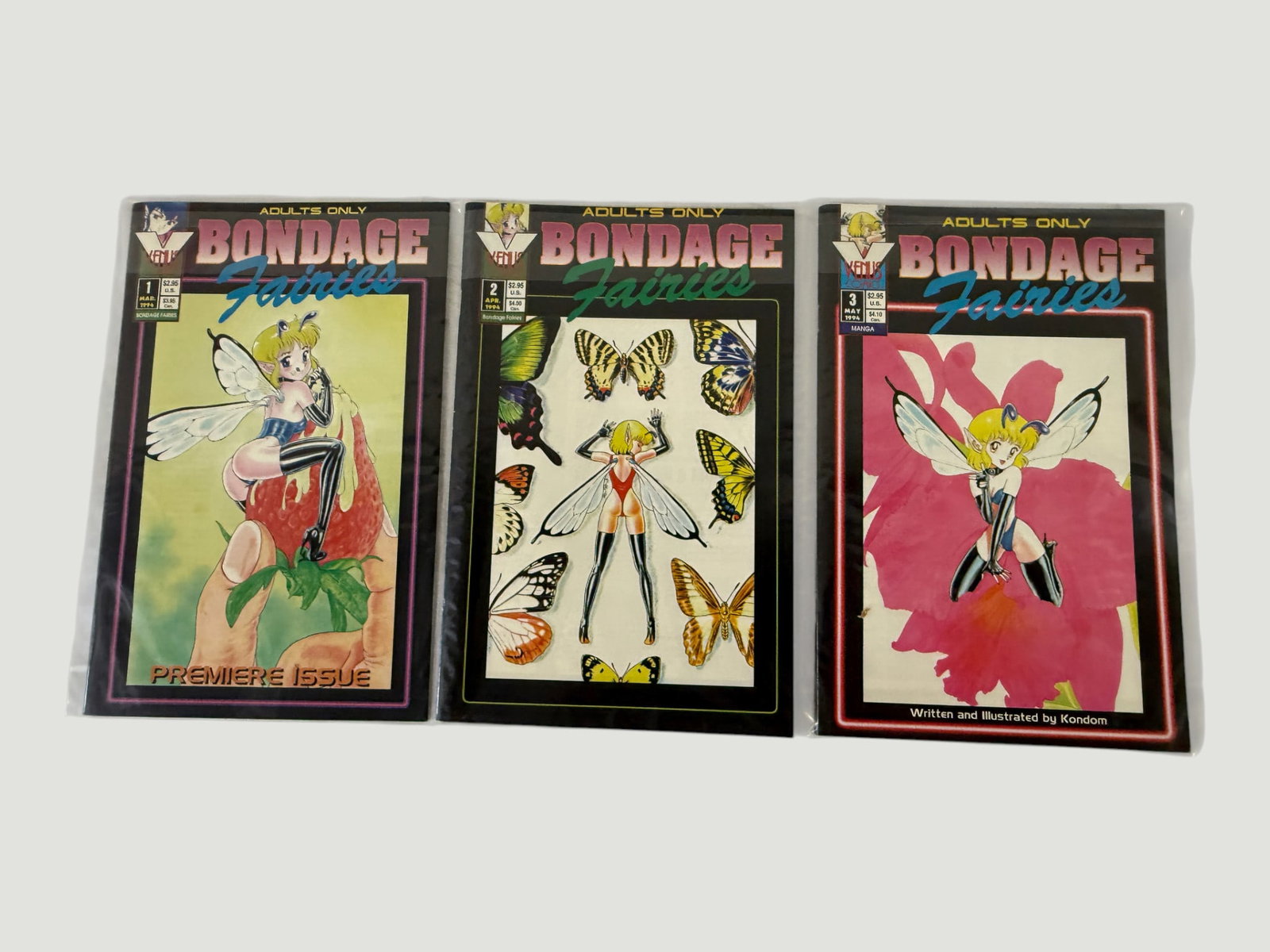Bondage Fairies #1-3 Complete Set Venus Comics 1994 Adults Only Manga (1 of 2)