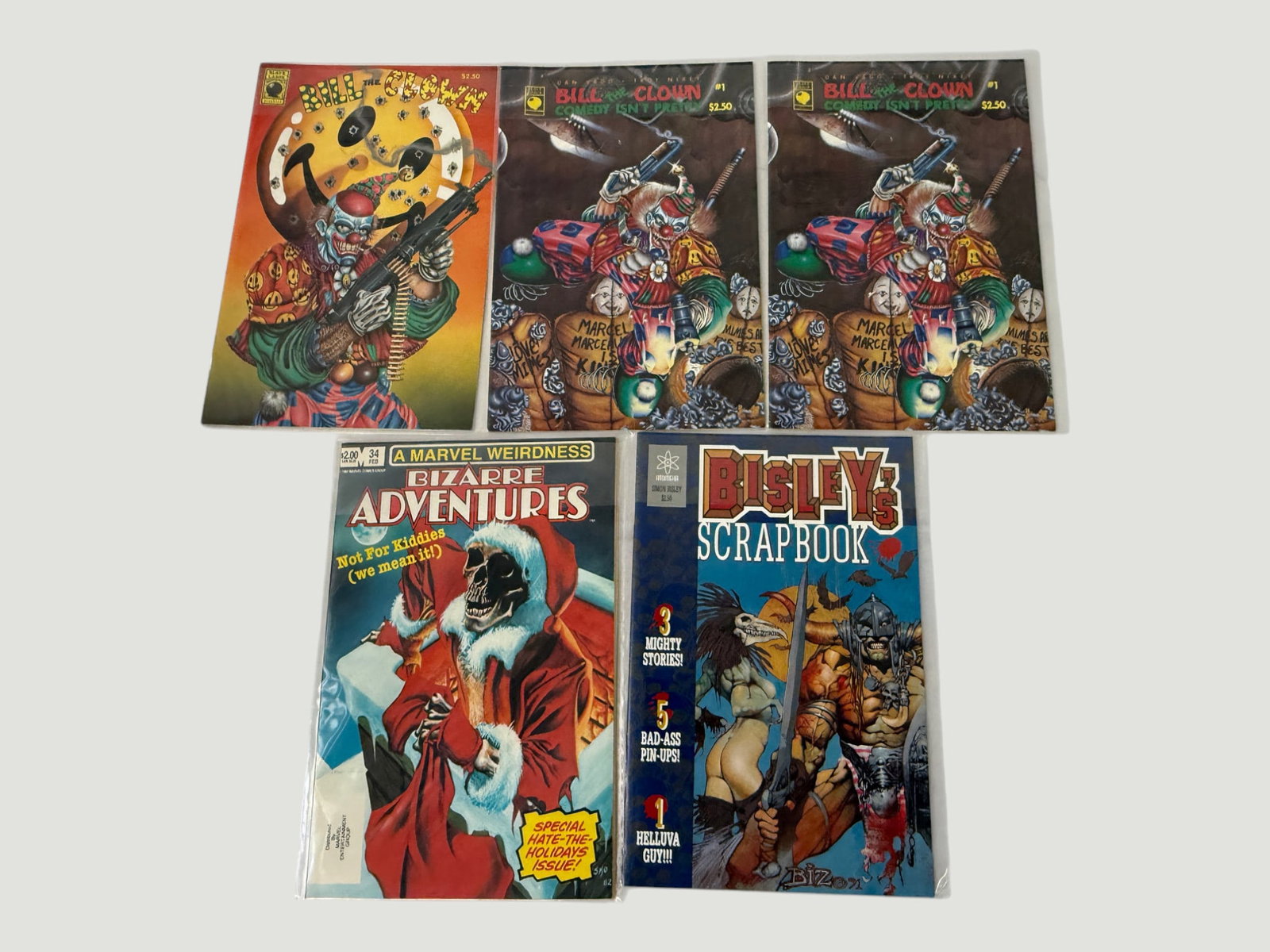 Bill the Clown, Bizarre Adventures #34 & Bisley's Scrapbook Comic Lot (5) (1 of 2)