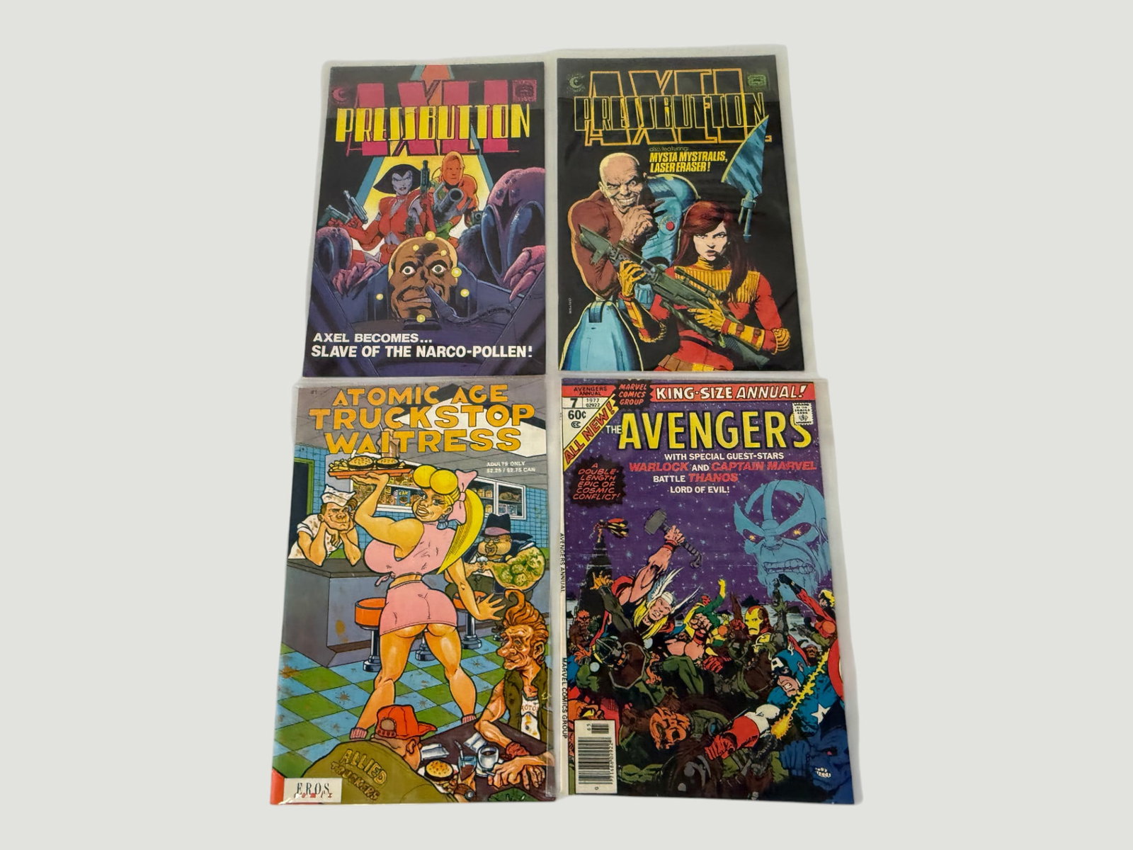 Mixed Comic Book Lot: Avengers Annual #7, Axel Pressbutton x2, Atomic Age Truckstop Waitress (1 of 2)