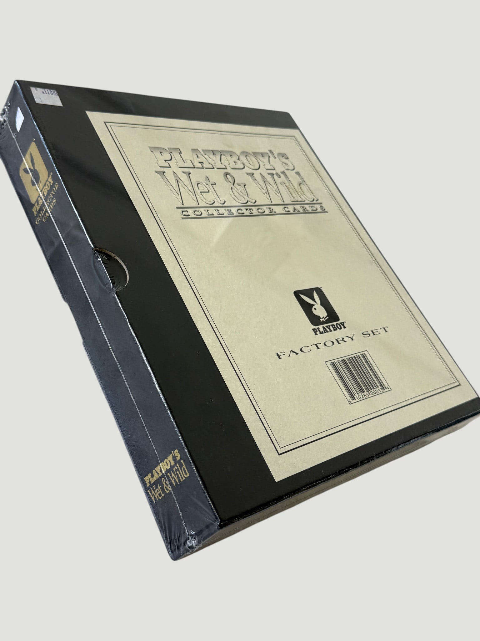 Playboy's Wet & Wild Collector Cards Factory Set - Sealed: A factory-sealed Playboy's Wet & Wild Collector Cards complete set, presented in an official Playboy-branded box with the iconic Playboy Bunny logo. This is a factory set edition, indicating it contai