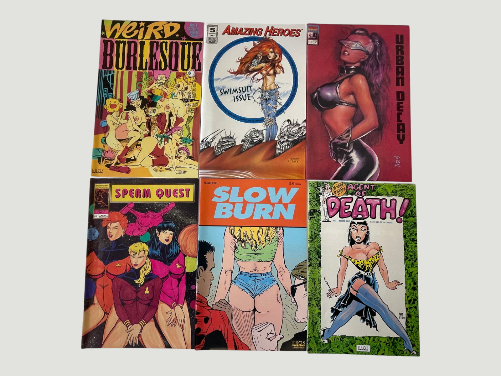 Adult Underground/Alternative Comics Lot x6 — Eros Comix, Urban Decay, Amazing Heroes (1 of 3)