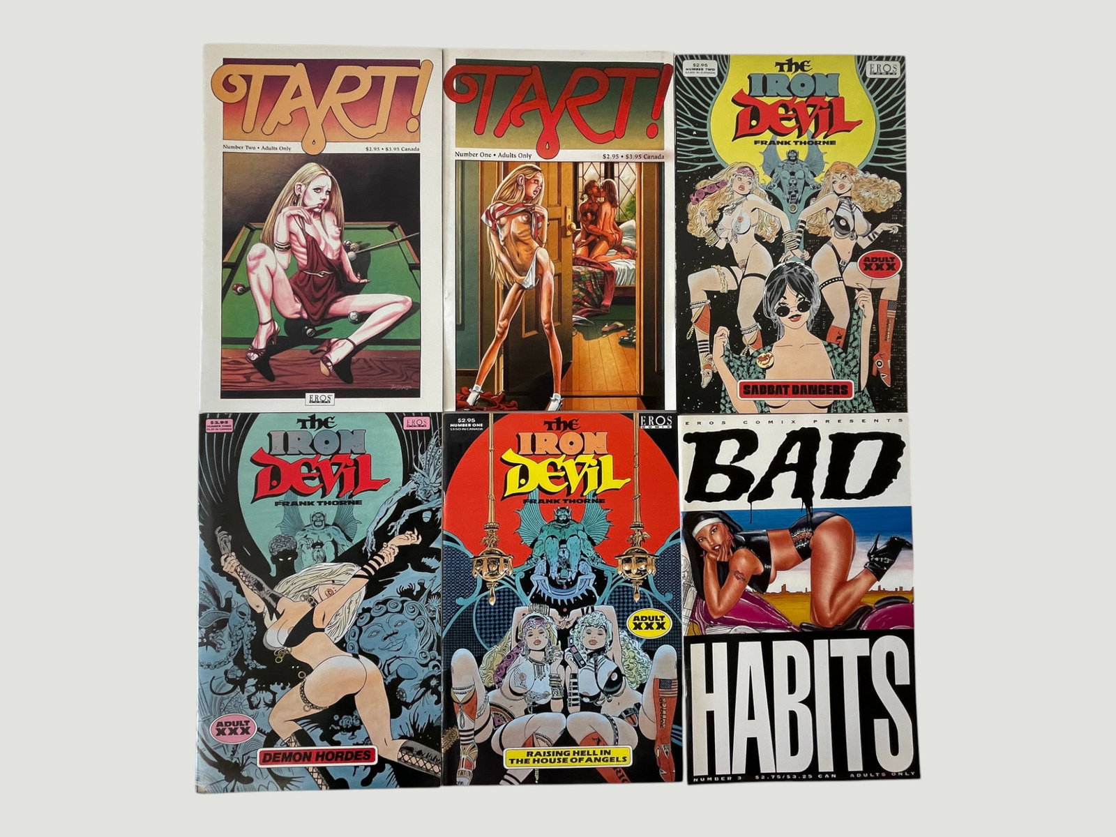Eros Comix Adult Underground Comics Lot: Tart #1-2, Iron Devil #1-3, Bad Habits #3 (1 of 3)