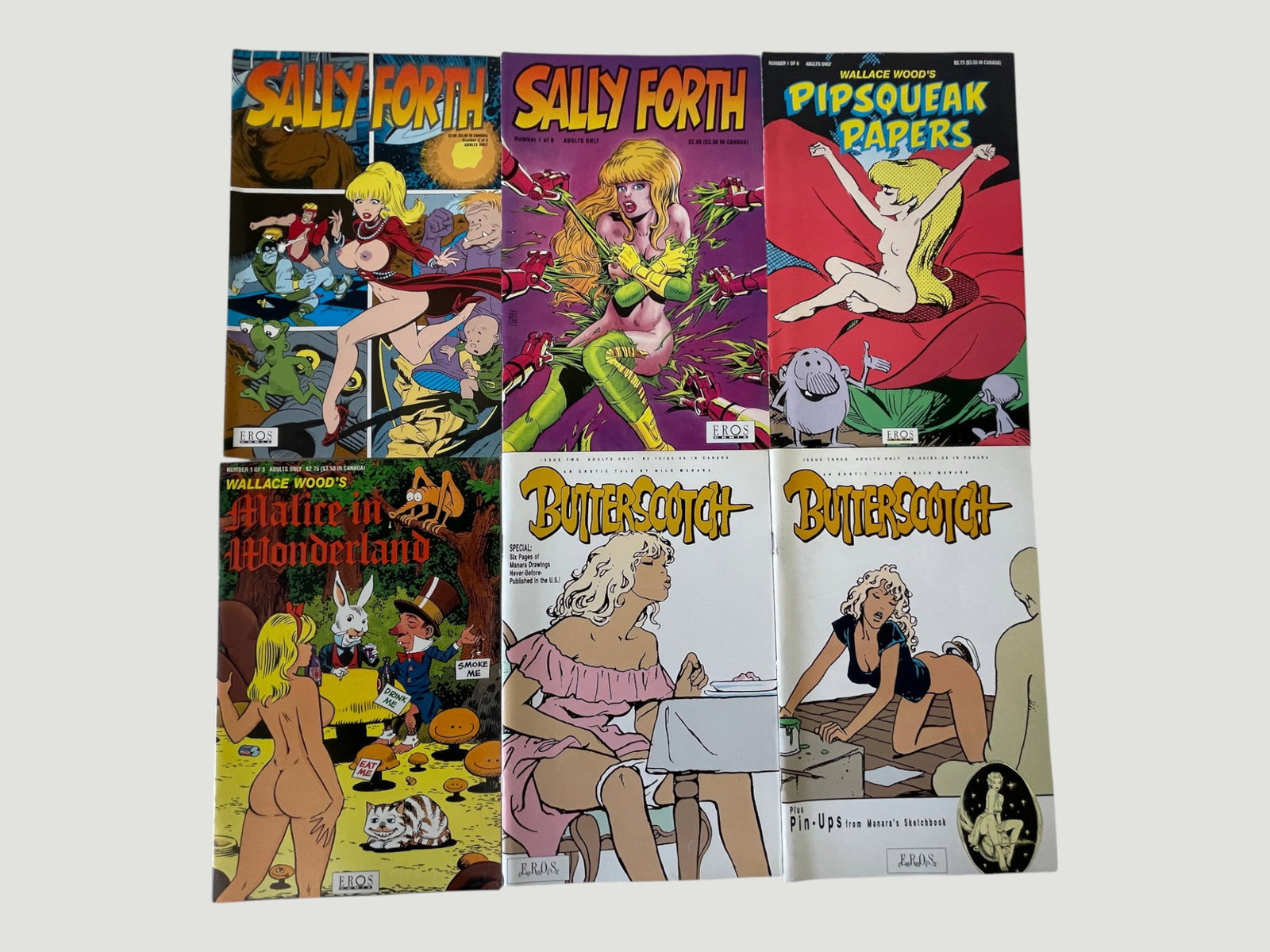 Eros Comix Adult Underground Comics Lot x6 — Sally Forth, Butterscotch, Manara, Wally Wood (1 of 3)