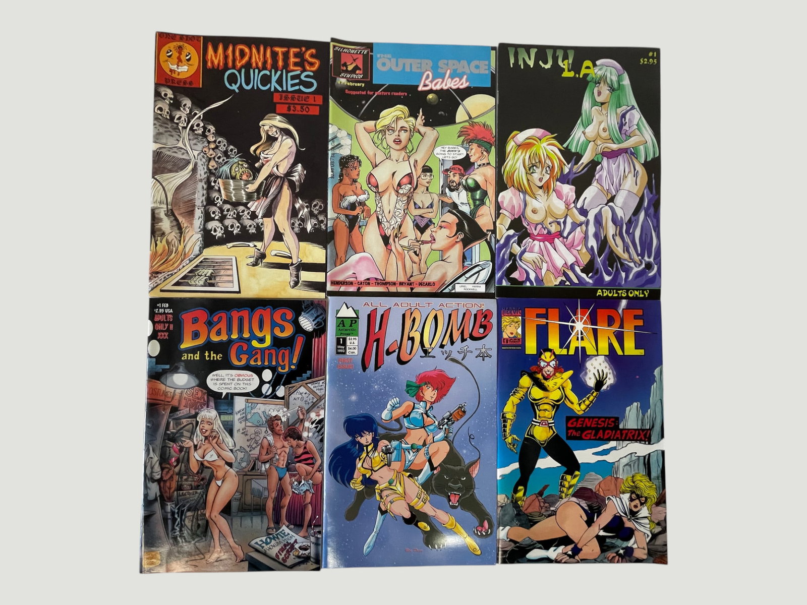 Adult Underground & Independent Comics Lot x6 — Flare, H-Bomb, Inju LA, 1990s (1 of 3)