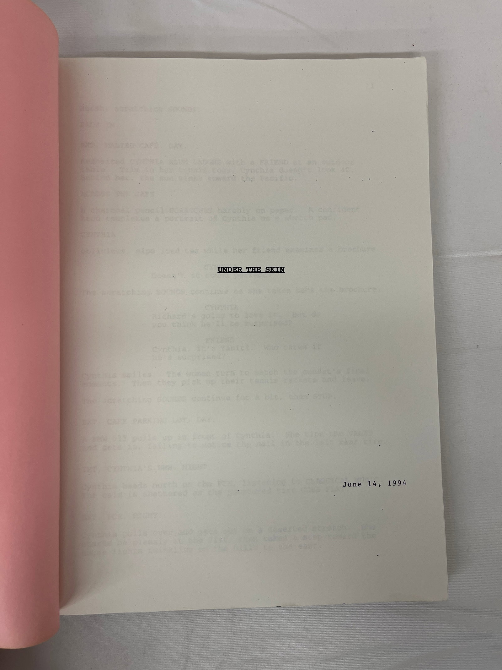 UNDER THE SKIN Original Film Script Dated June 14, 1994 (1 of 3)