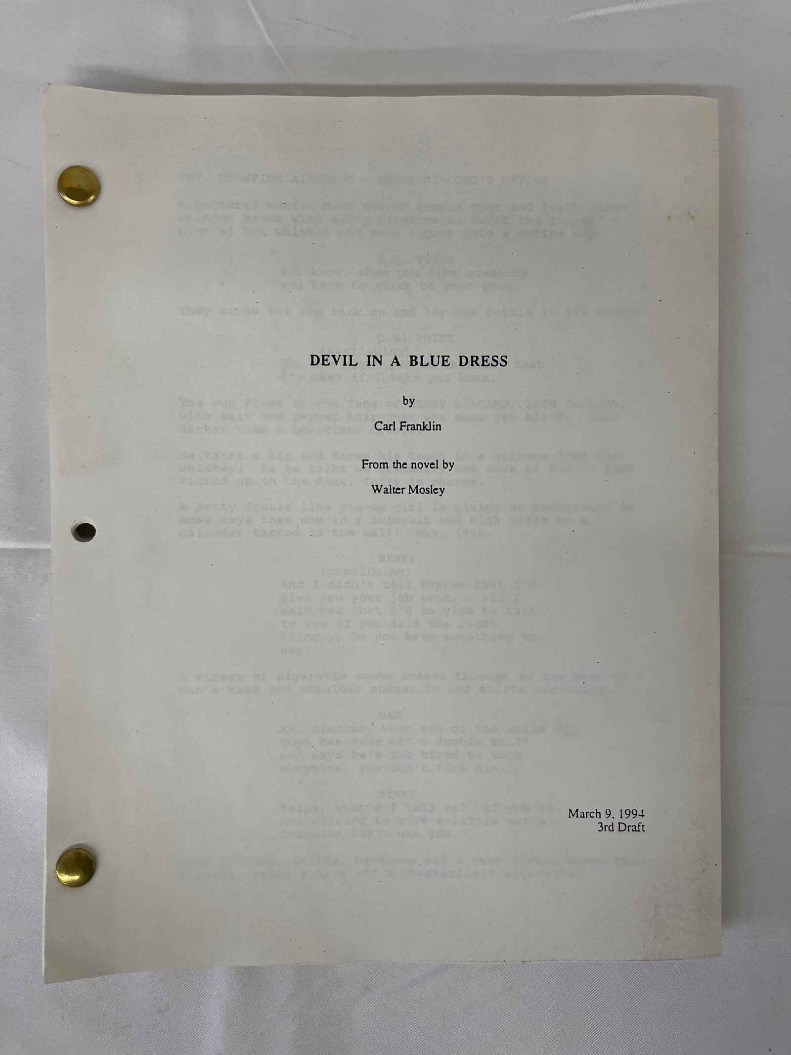 Devil in a Blue Dress Original Screenplay 3rd Draft, Carl Franklin, March 9, 1994 (1 of 2)