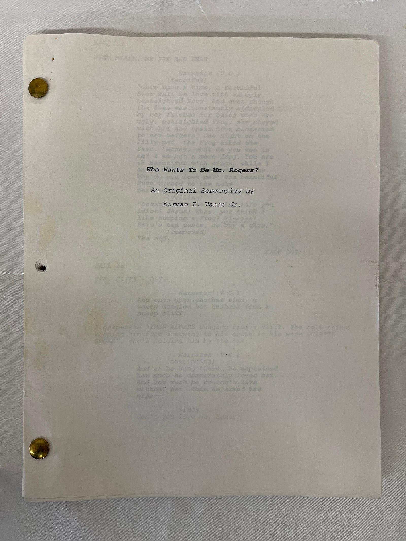 Who Wants To Be Mr. Rogers? Original Screenplay by Norman E. Vance Jr. (1 of 2)