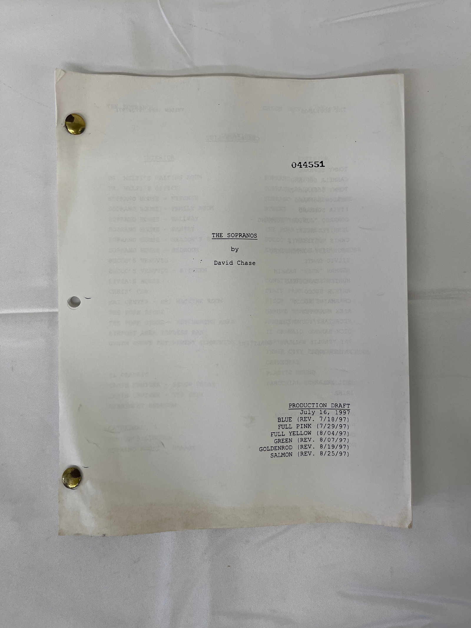 The Sopranos Original Production Draft Script by David Chase, 1997 (1 of 2)