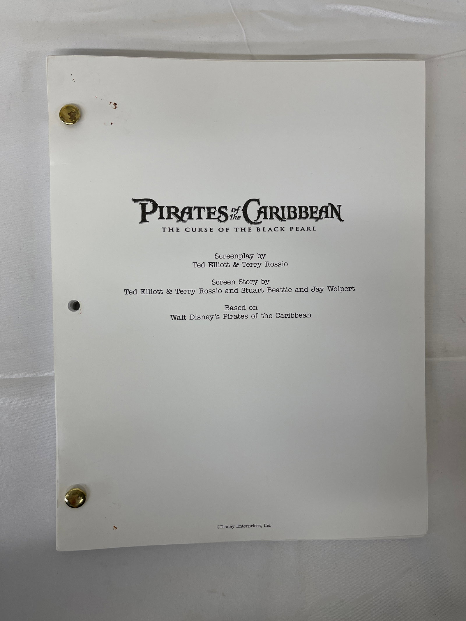 Pirates of the Caribbean: Curse of the Black Pearl Original Screenplay Script (1 of 3)
