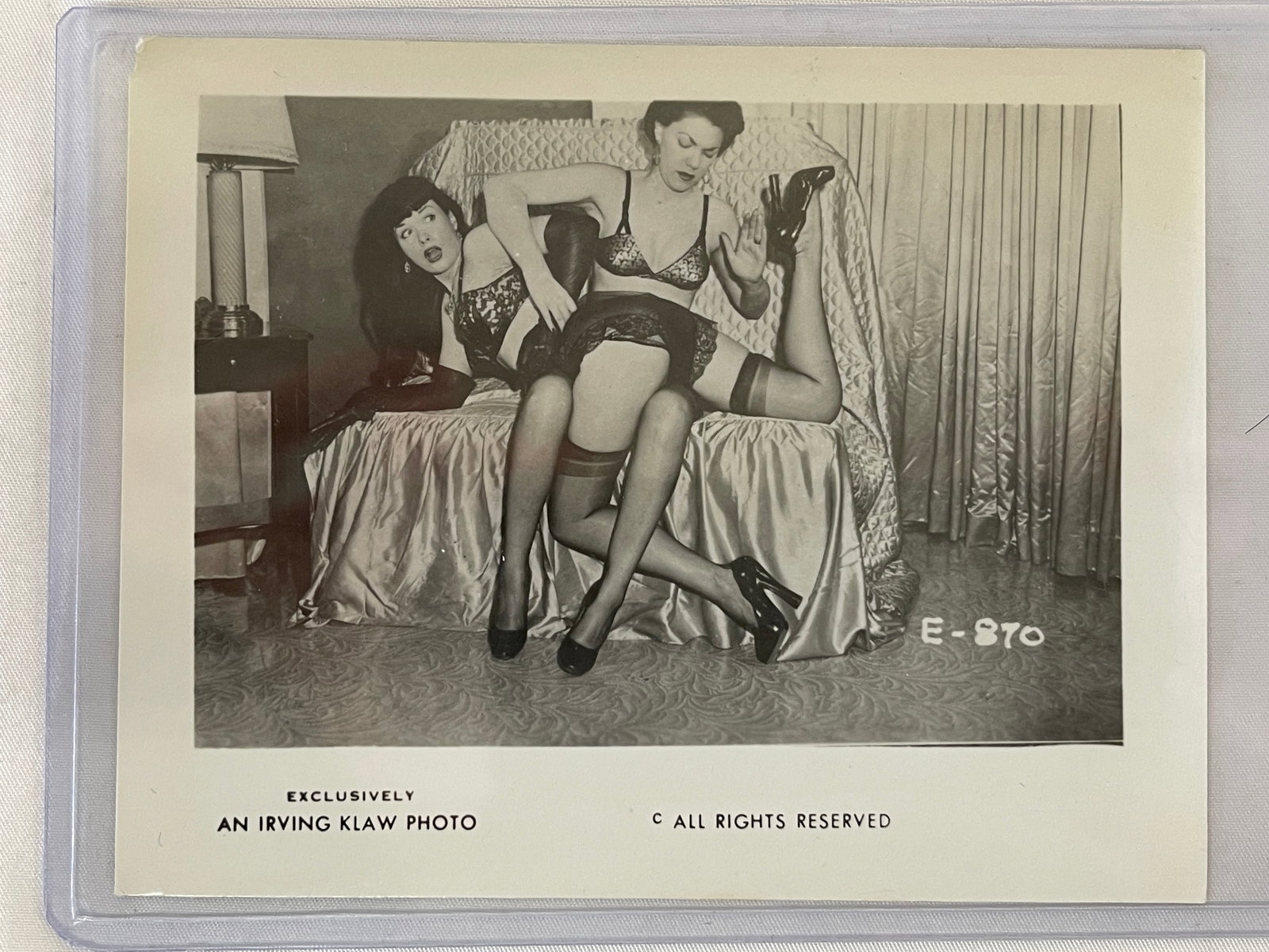 Bettie Page Vintage 1950's B&W Original Photograph By Irving Klaw: Bettie Page Vintage 1950's B&W Original Photograph By Irving Klaw