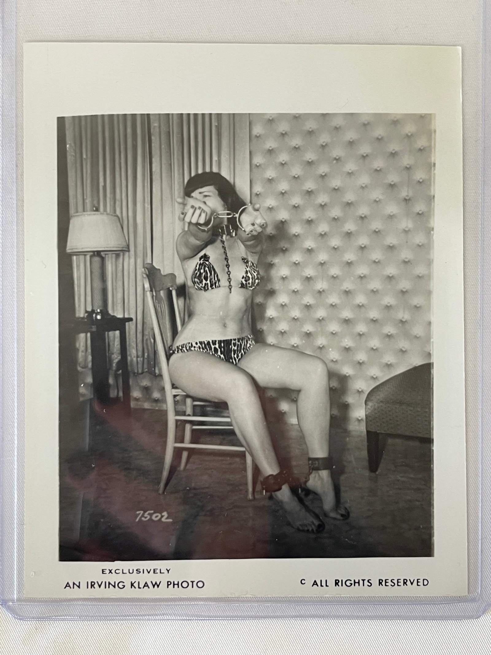 Bettie Page Vintage 1950's B&W Original Photograph By Irving Klaw: Bettie Page Vintage 1950's B&W Original Photograph By Irving Klaw