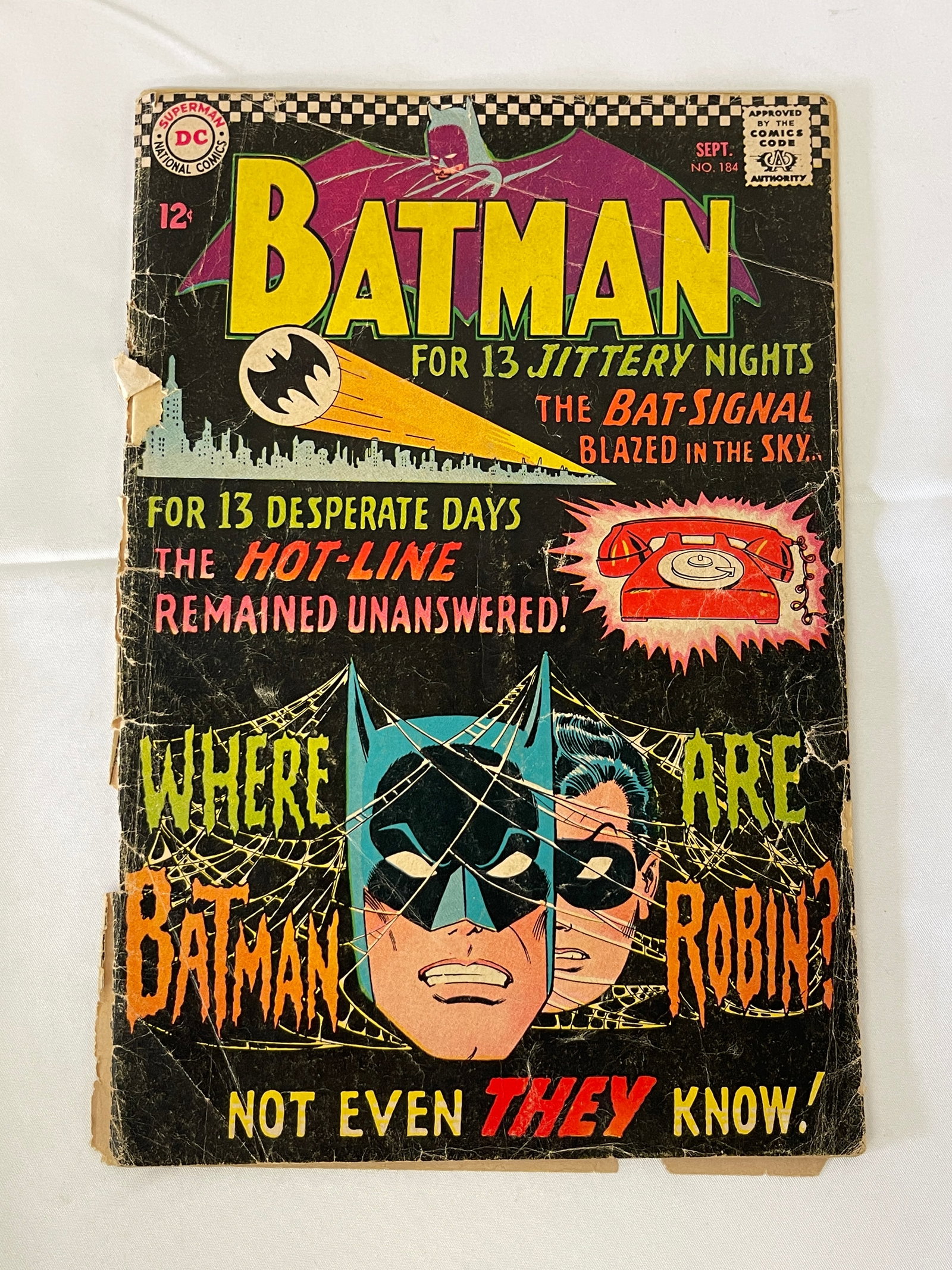 Batman #184 DC Comics Sept 1966 Silver Age 12¢ Cover Price (1 of 3)