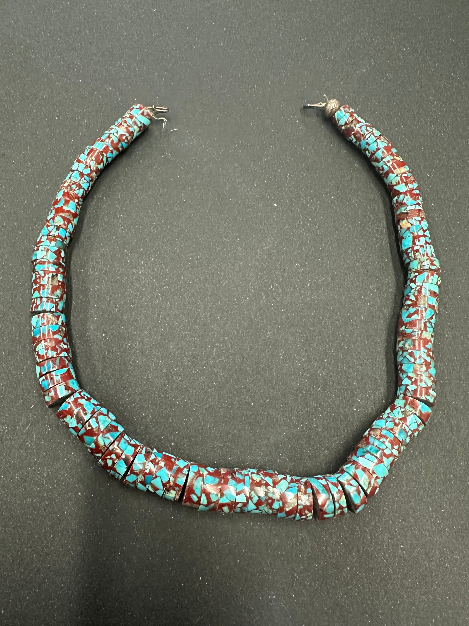 Native American Turquoise Heishi Sterling Silver Necklace Rare 59 grams: Native american Turquoise Heishi Sterling Silver Necklace Rare 59 grams