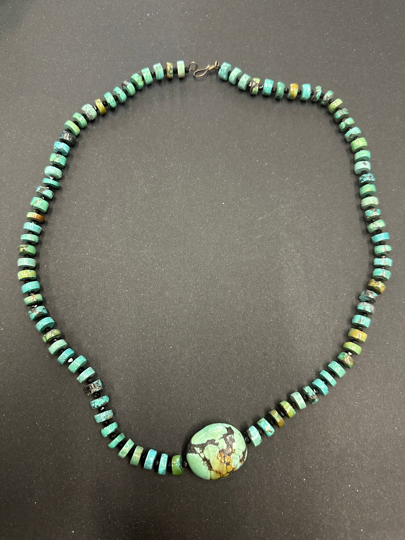 Native American Turquoise Heishi Sterling Silver Necklace 87 grams (1 of 4)