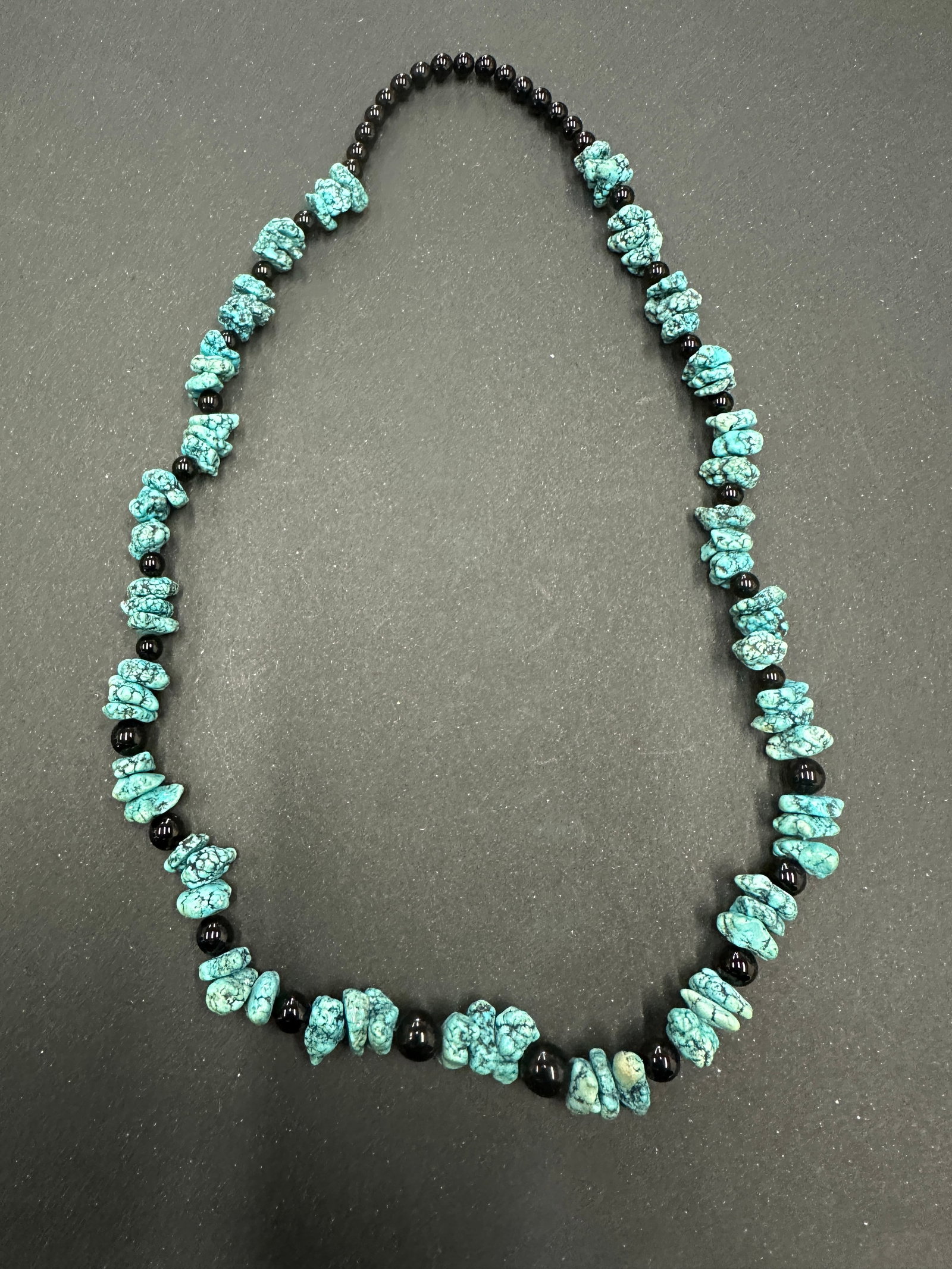 Native American Spiderweb Turquoise Onyx Necklace 81 grams (1 of 4)