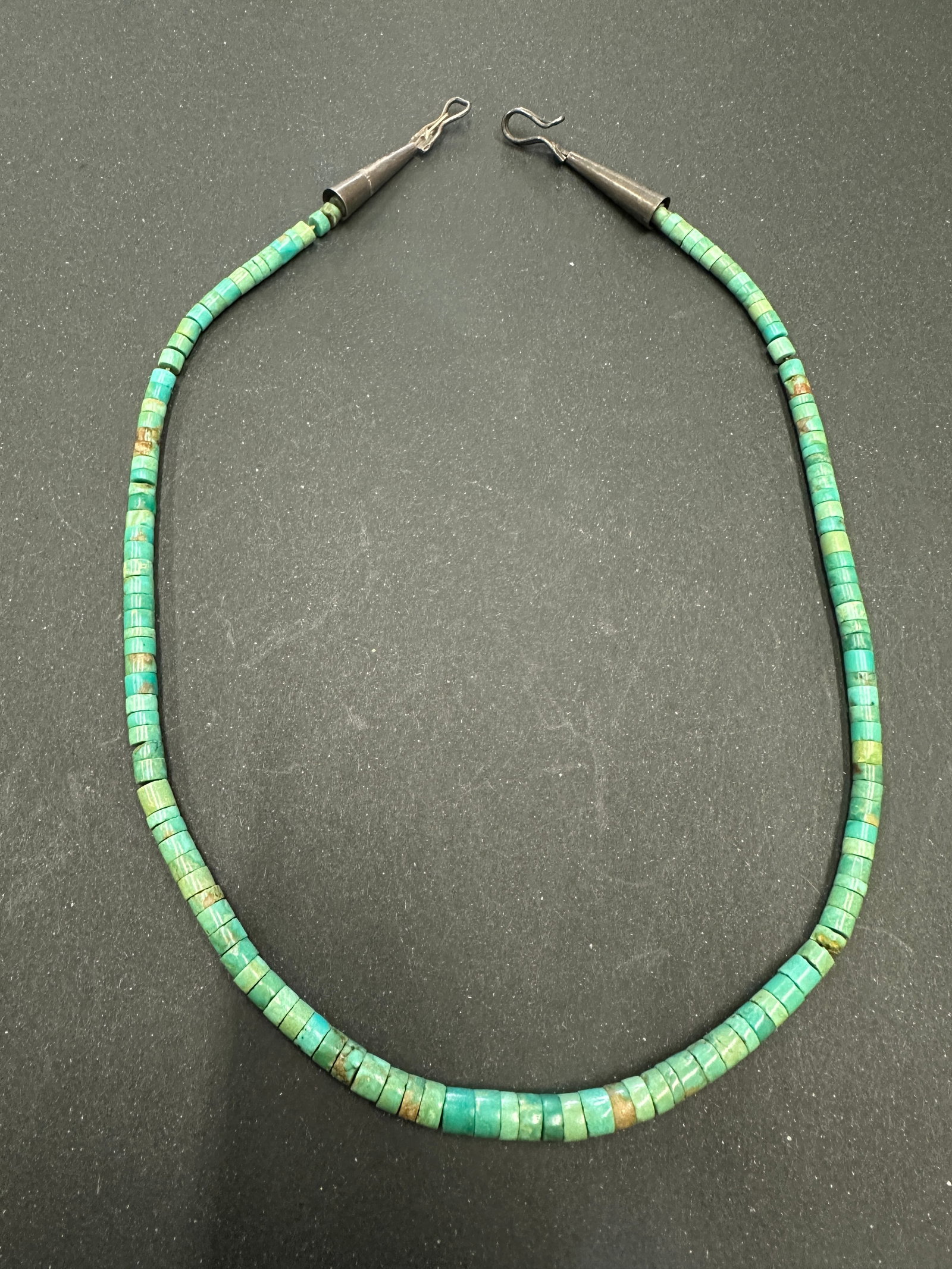 Native american Turquoise Heishi Sterling Silver Necklace (1 of 5)