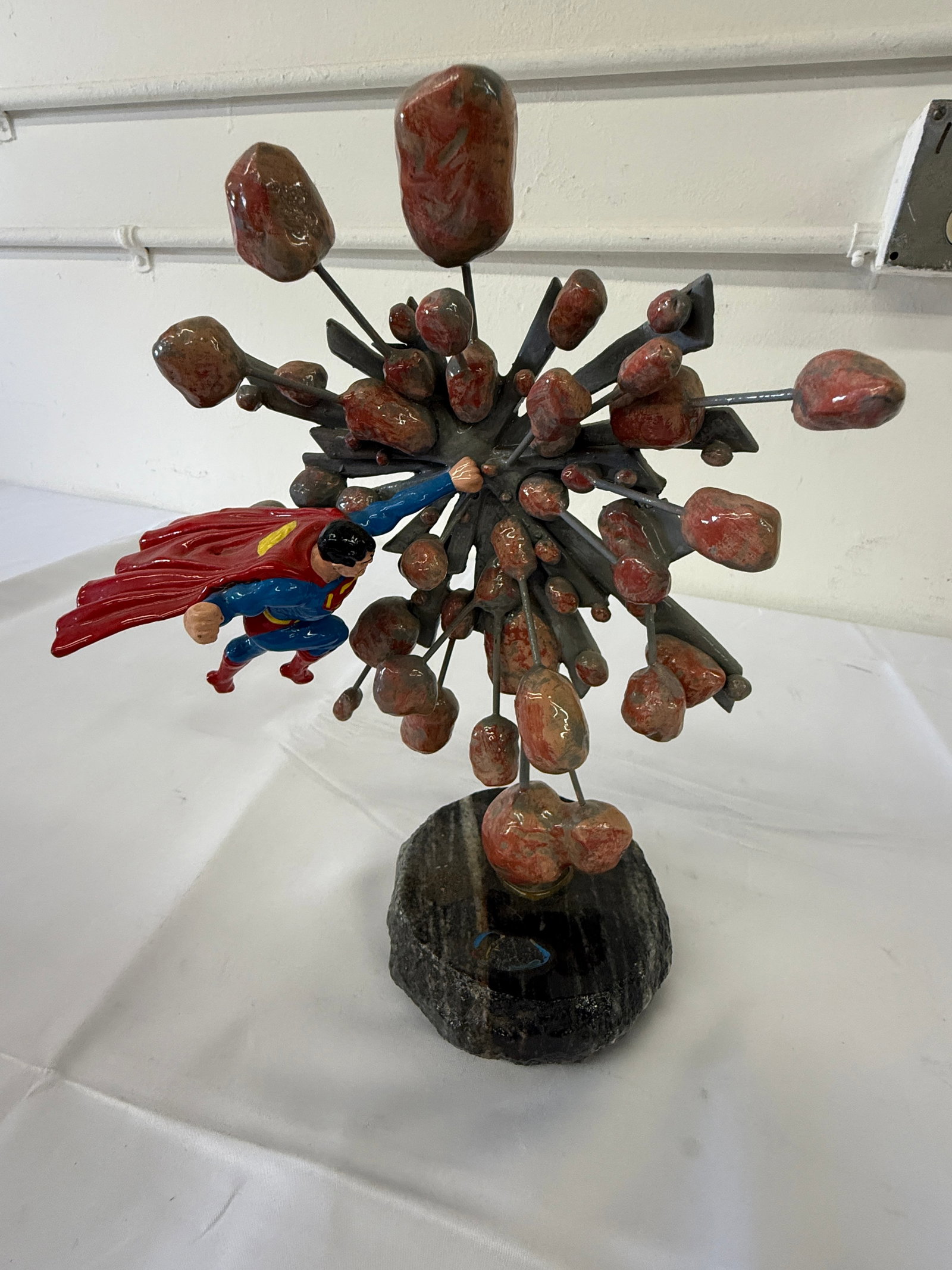 Superman Figure Mixed Media Stone Sculpture Art Piece (1 of 2)