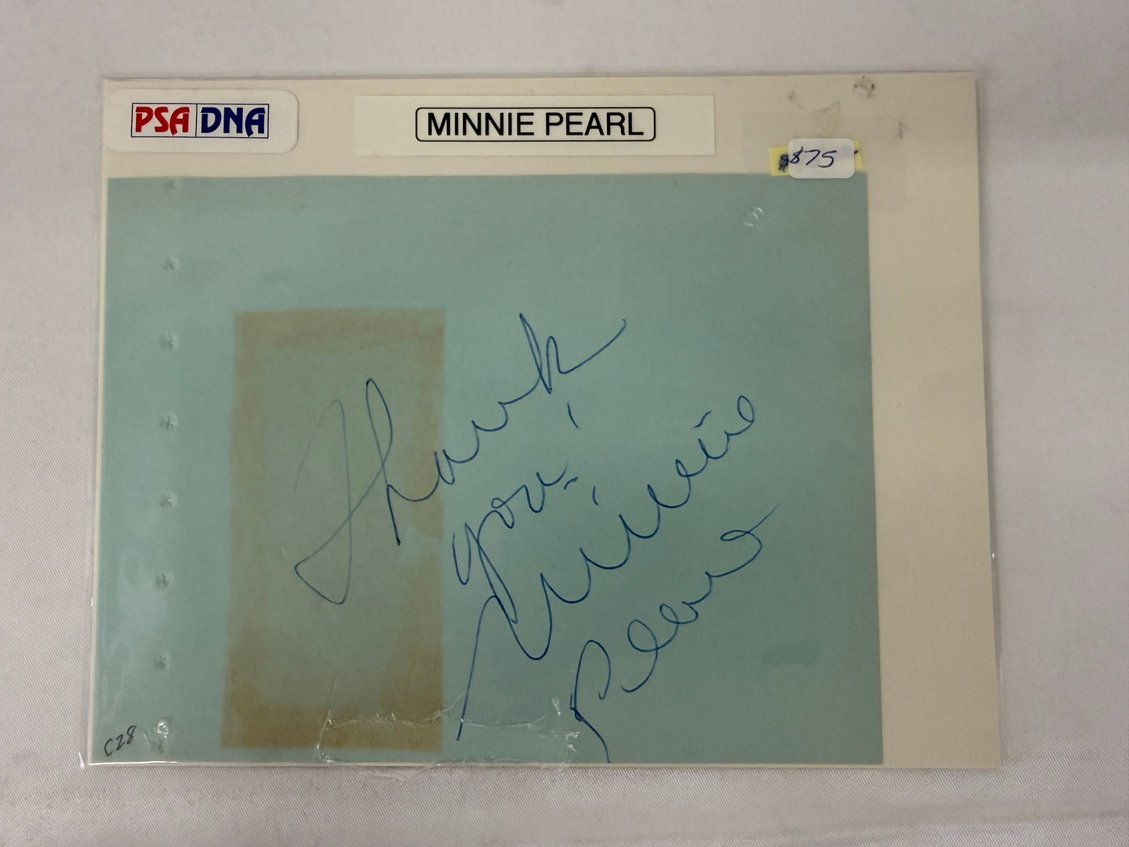 Minnie Pearl PSA DNA Authenticated Signed Autograph Page: Minnie Pearl PSA DNA Authenticated Signed Autograph Page