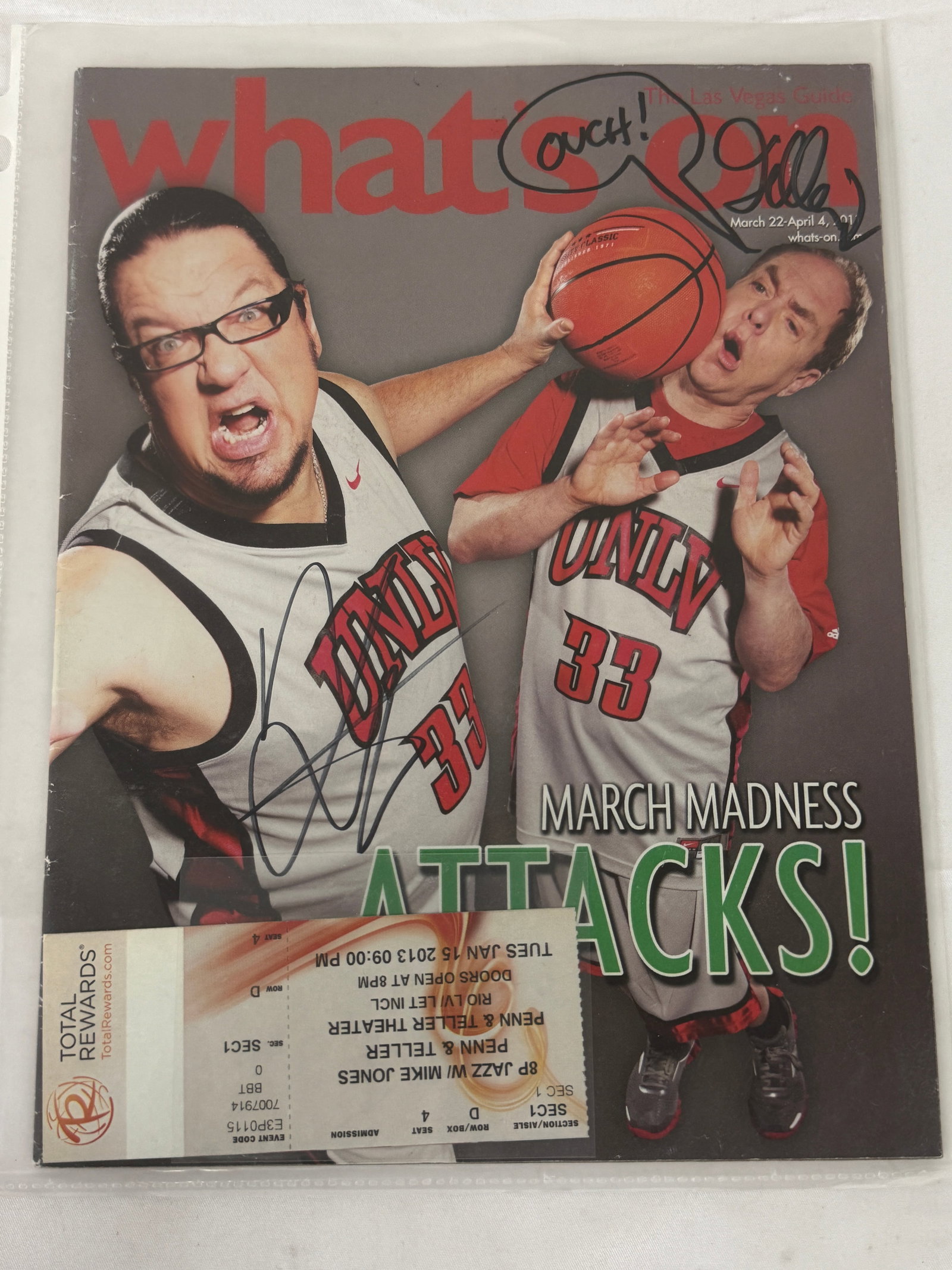 Penn & Teller Signed Magazine Cover with Concert Ticket: Penn & Teller Signed Magazine Cover with Concert Ticket