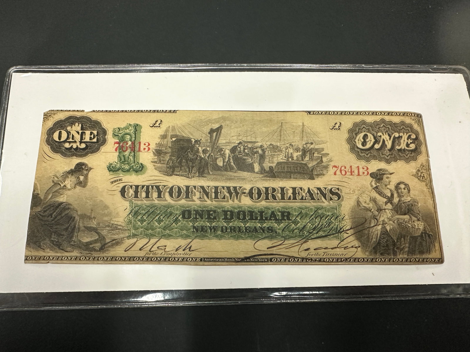 City of New Orleans One Dollar Obsolete Banknote: City of New Orleans One Dollar Obsolete Banknote