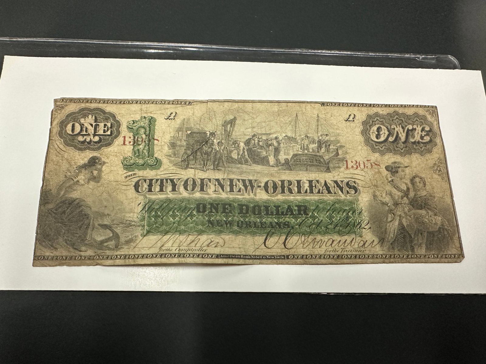 City of New Orleans One Dollar Obsolete Banknote 1862 (1 of 2)