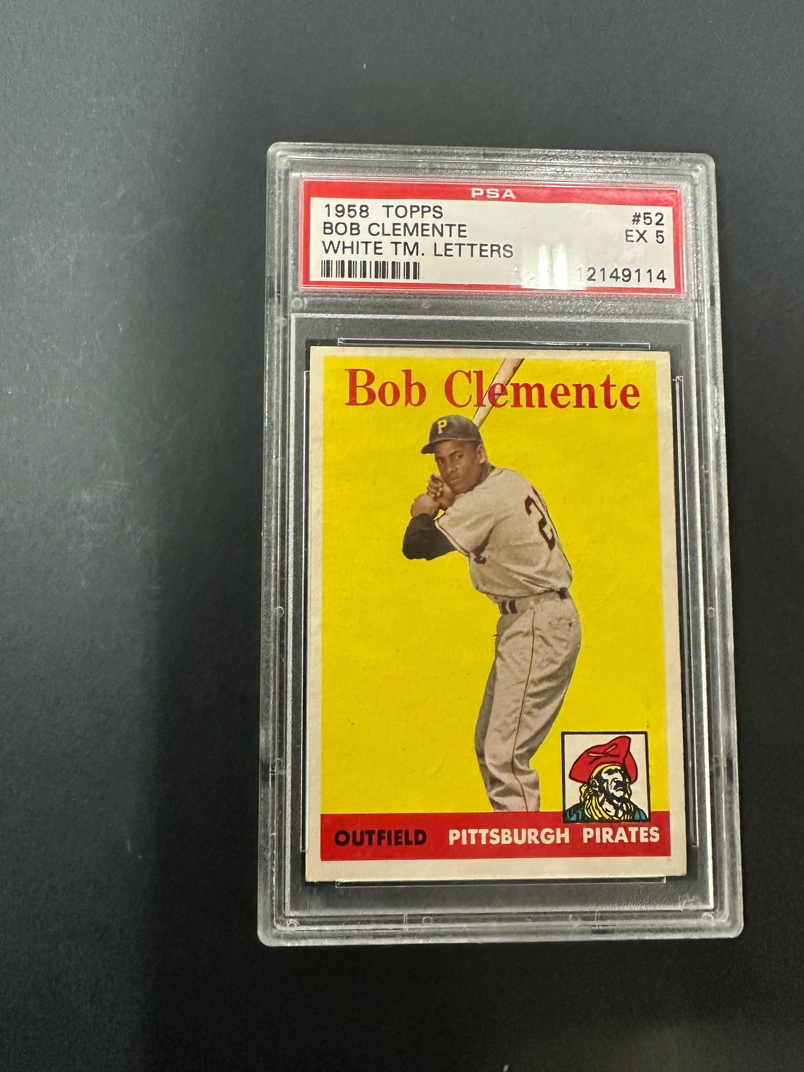 1958 Topps Bob Clemente #52 White Team Letters PSA EX 5 Pittsburgh Pirates (1 of 2)